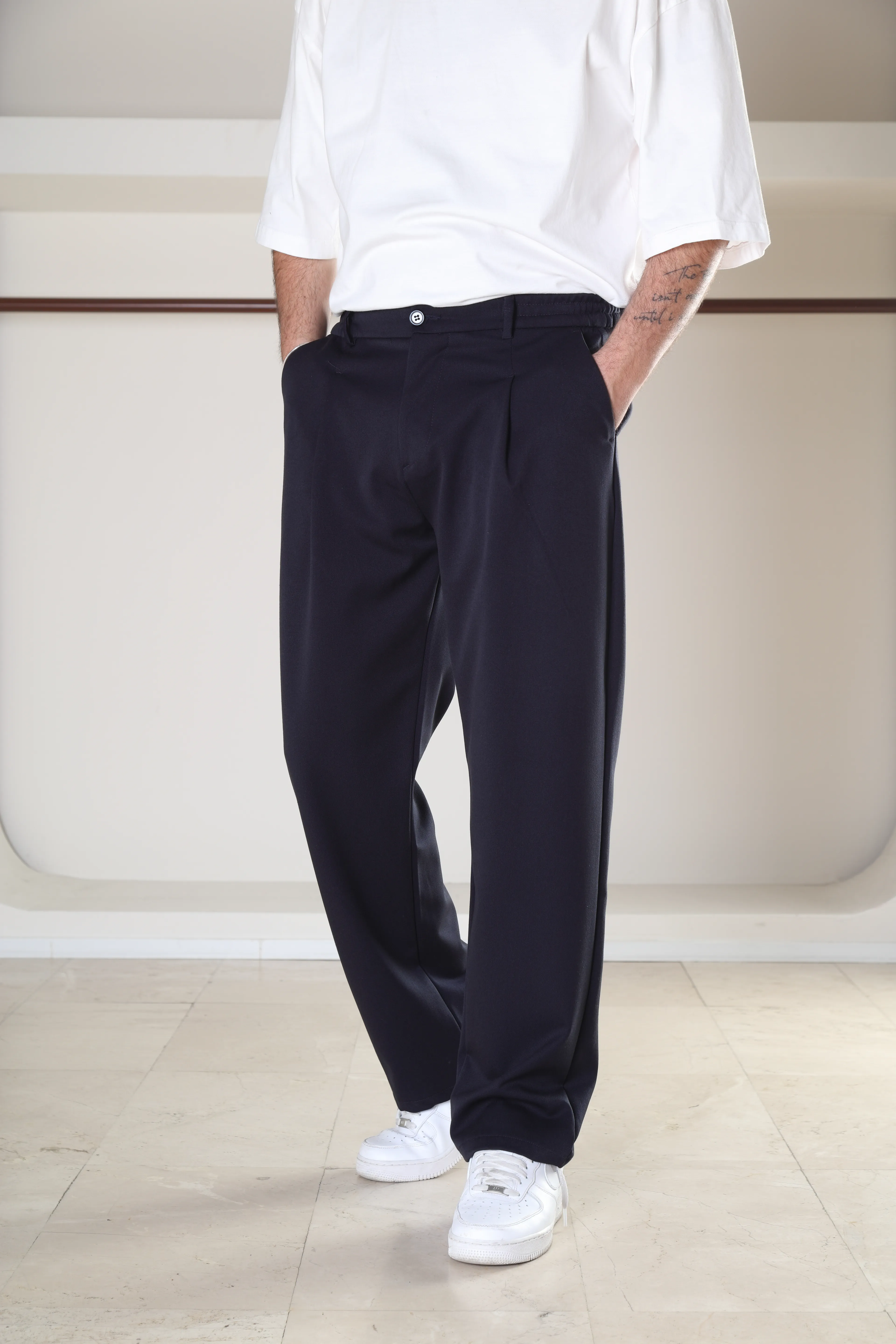 Pileli Ful Lıkralı Baggy Pantolon