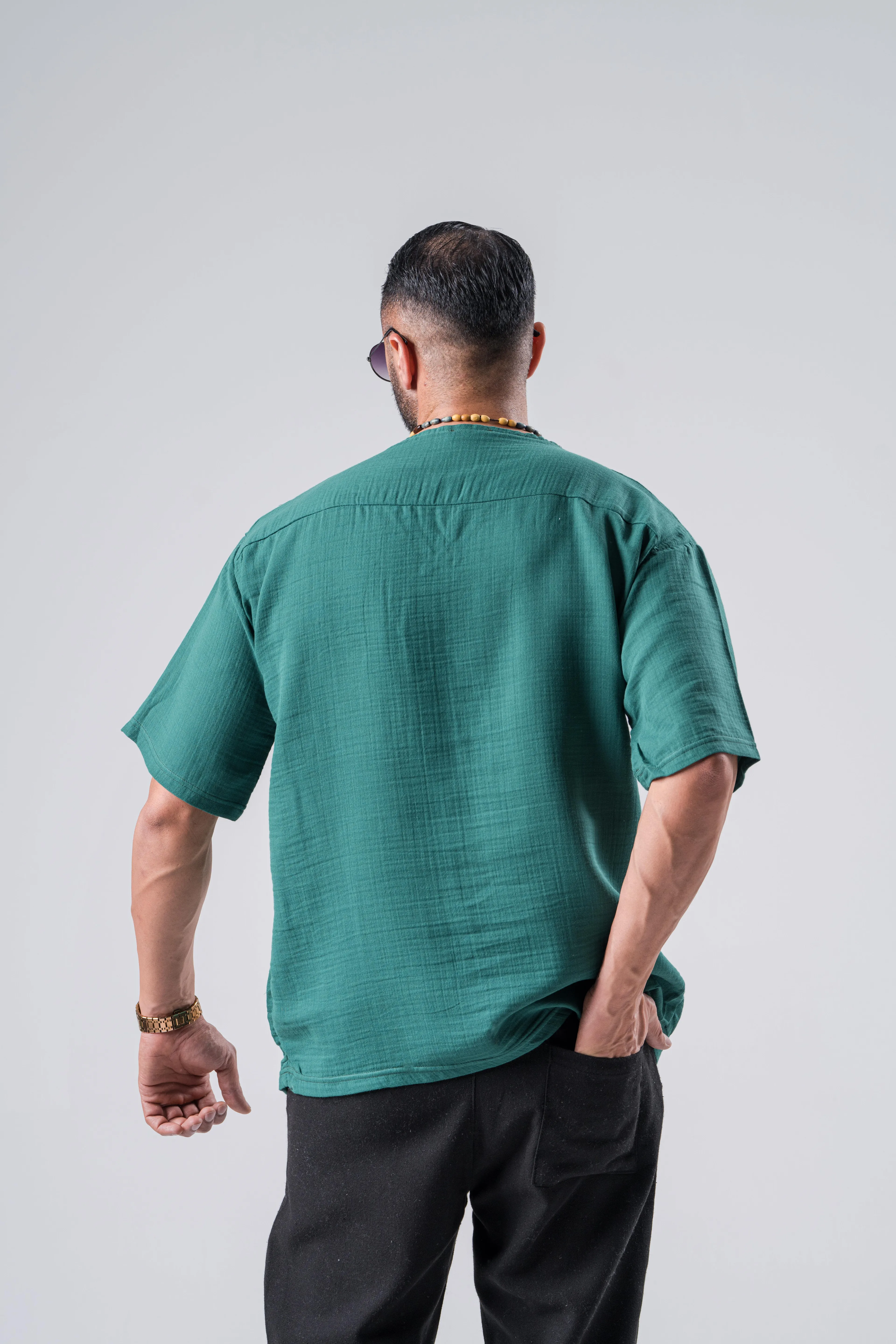 Fluıd Oversize Otantik Cep Detaylı Pamuk KetenTshirt