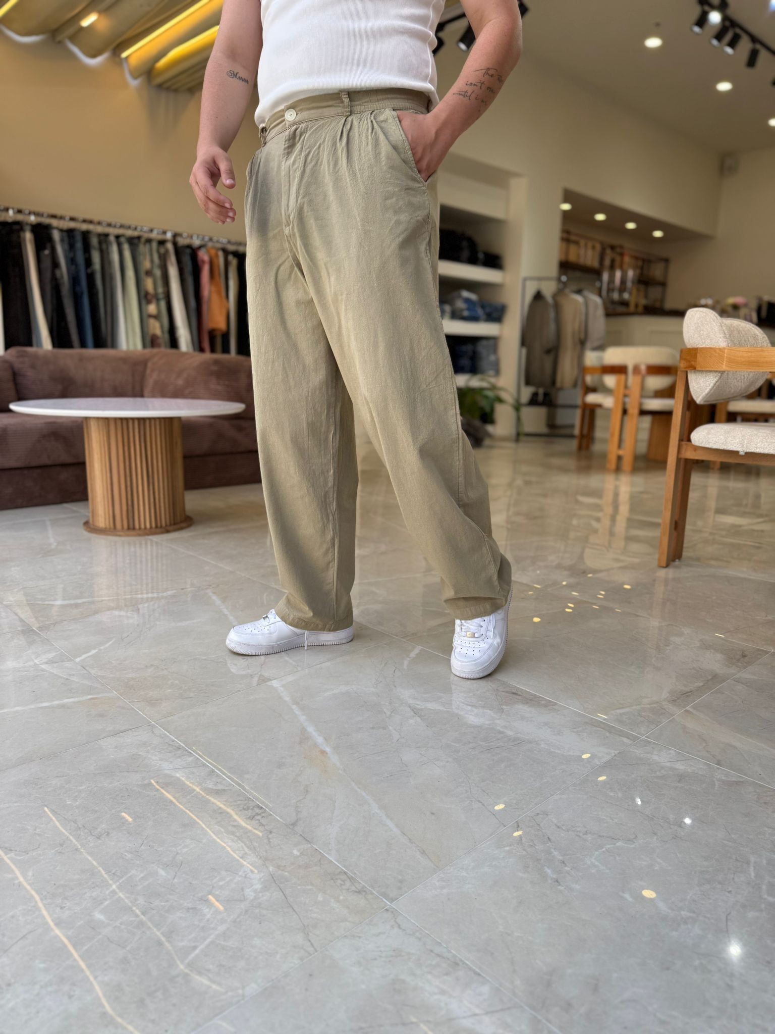 Ham Keten Baggy Pantolon