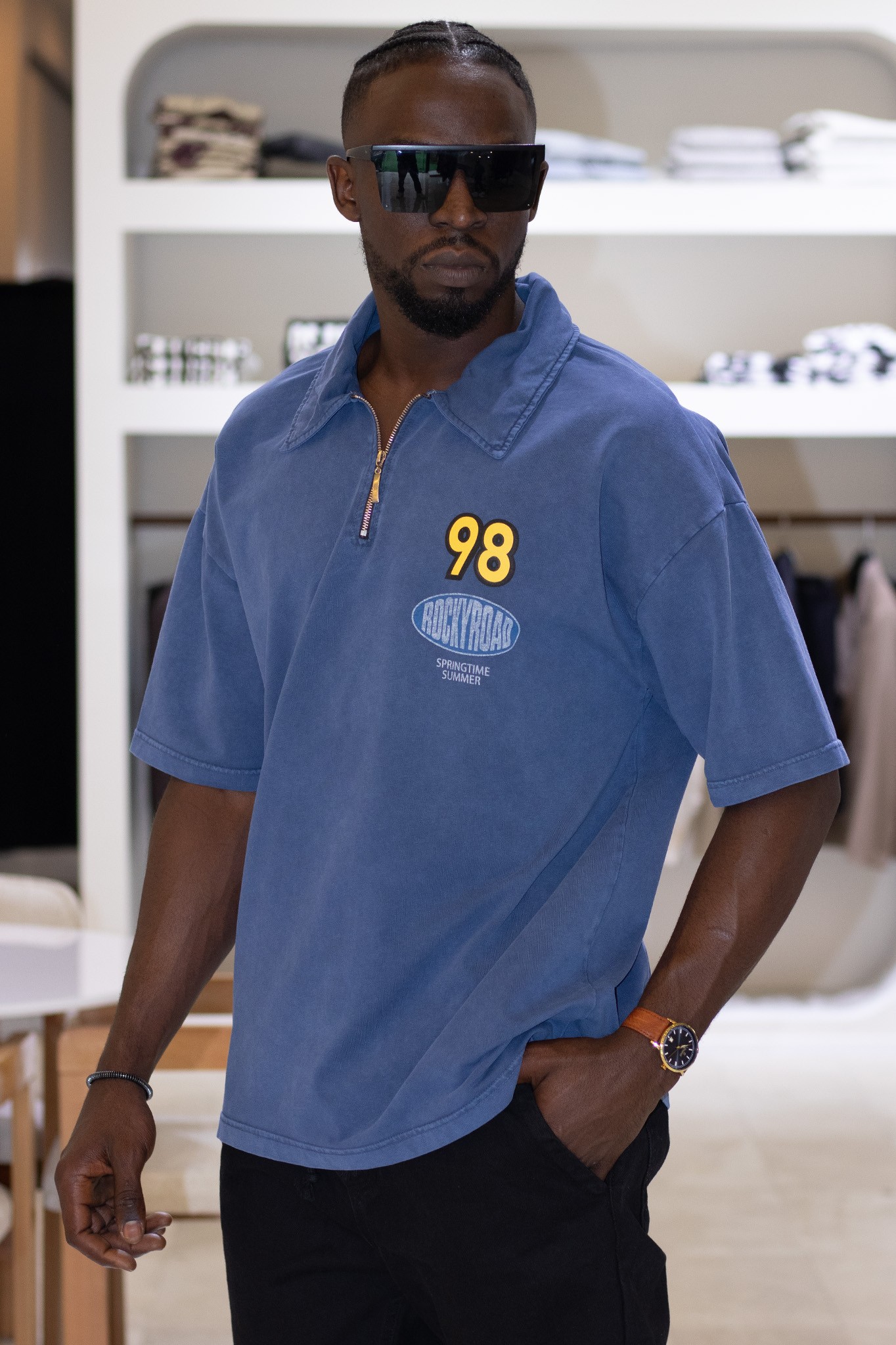 Polo Yaka Fermuarlı Baskılı Tshirt