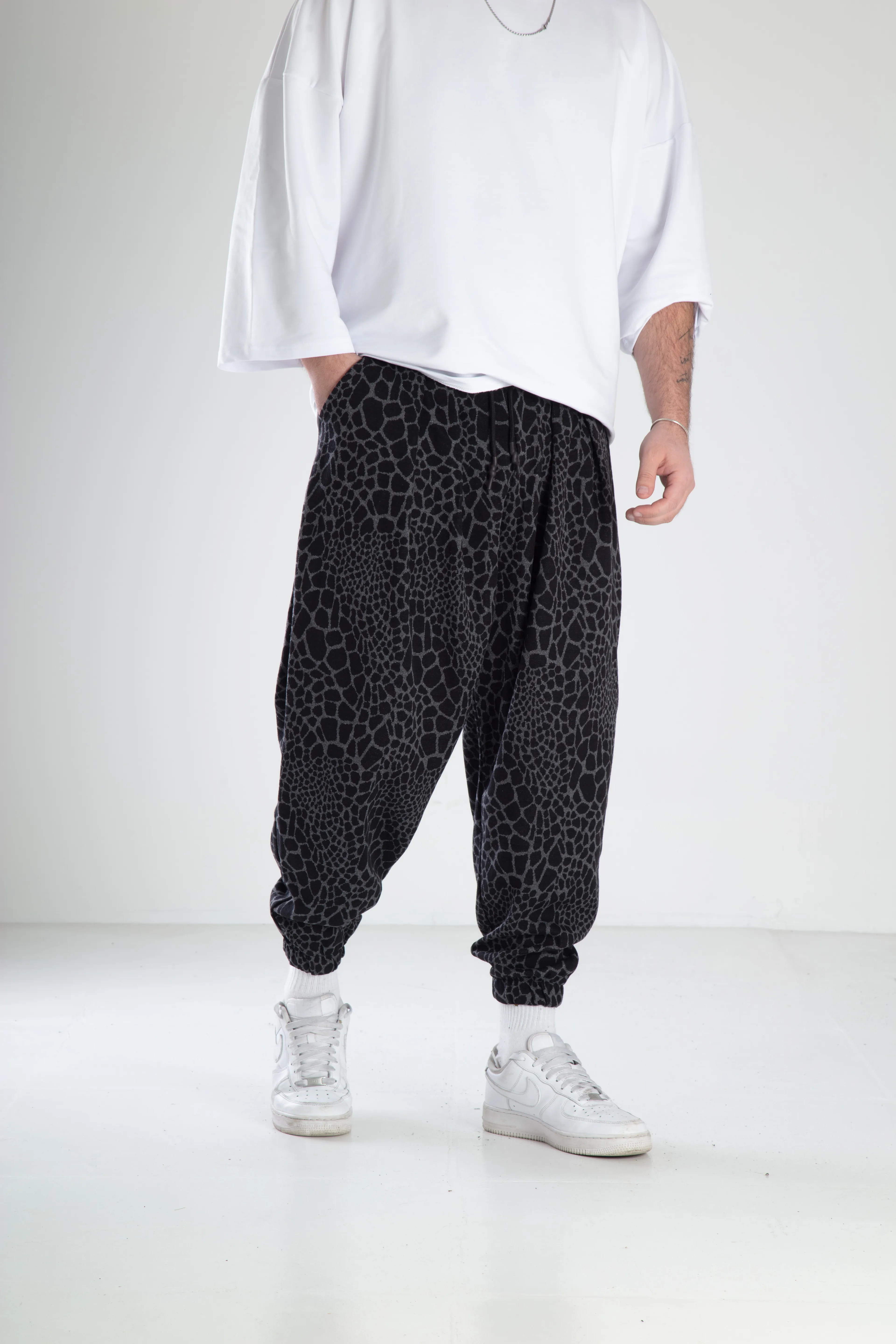 Leopar Desenli Spor Şalvar