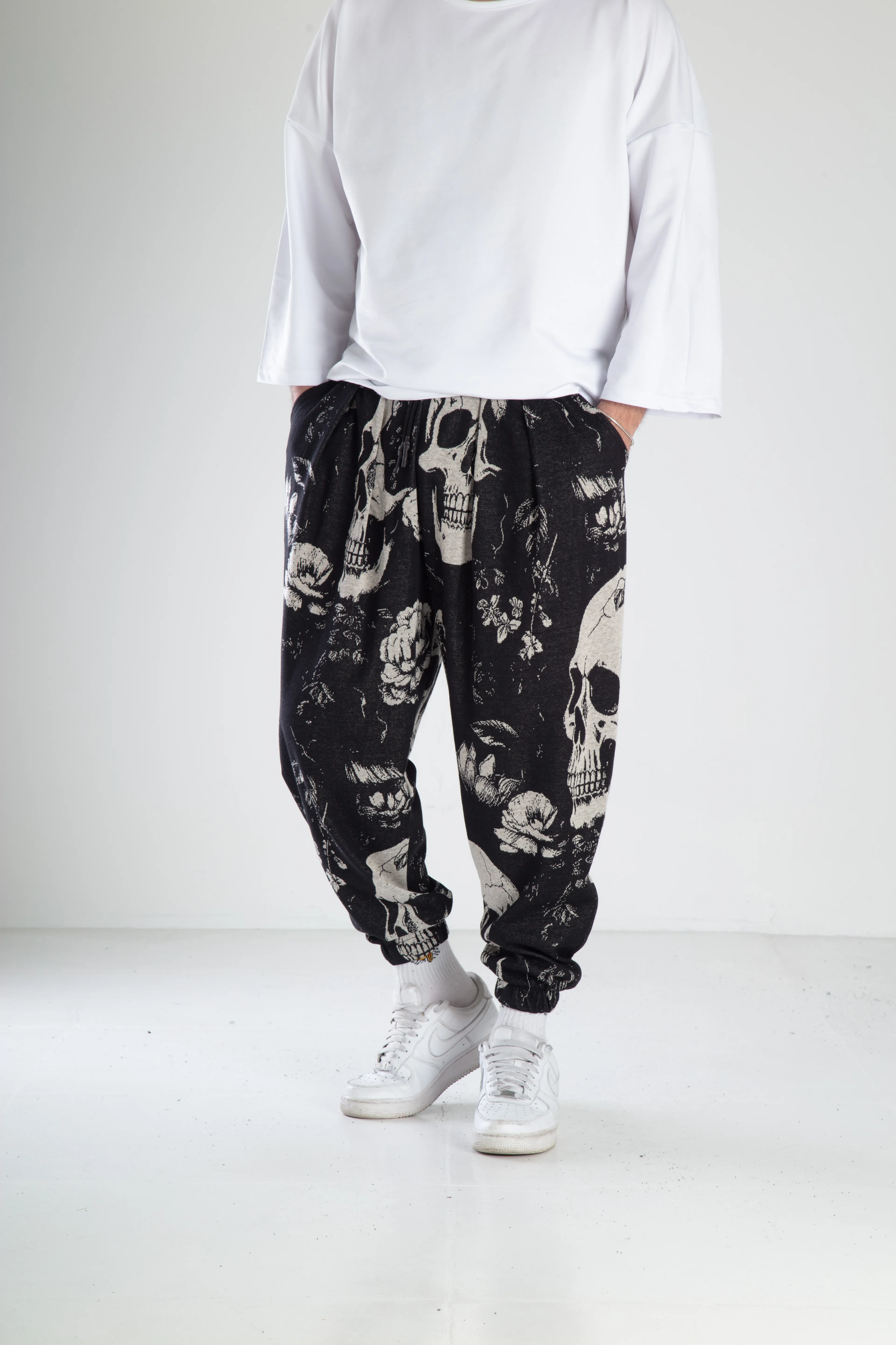 Kuru Kafa Desenli Spor Şalvar