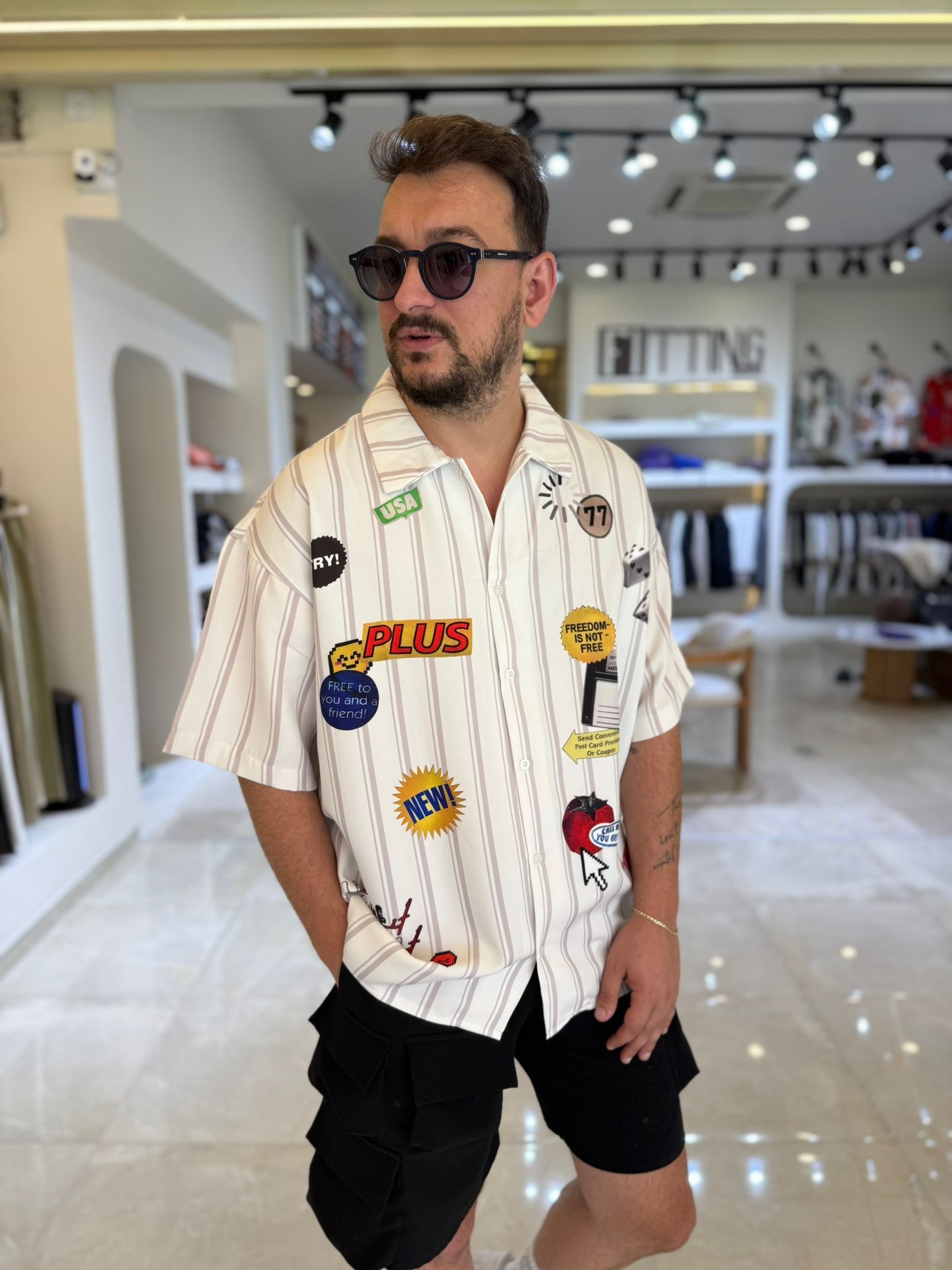 Oversize Plus77 Desenli Gömlek