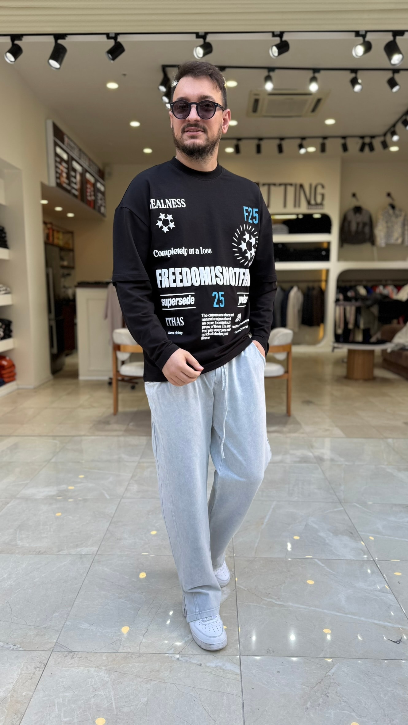 F25 Baskılı Kol Detaylı Sweat 