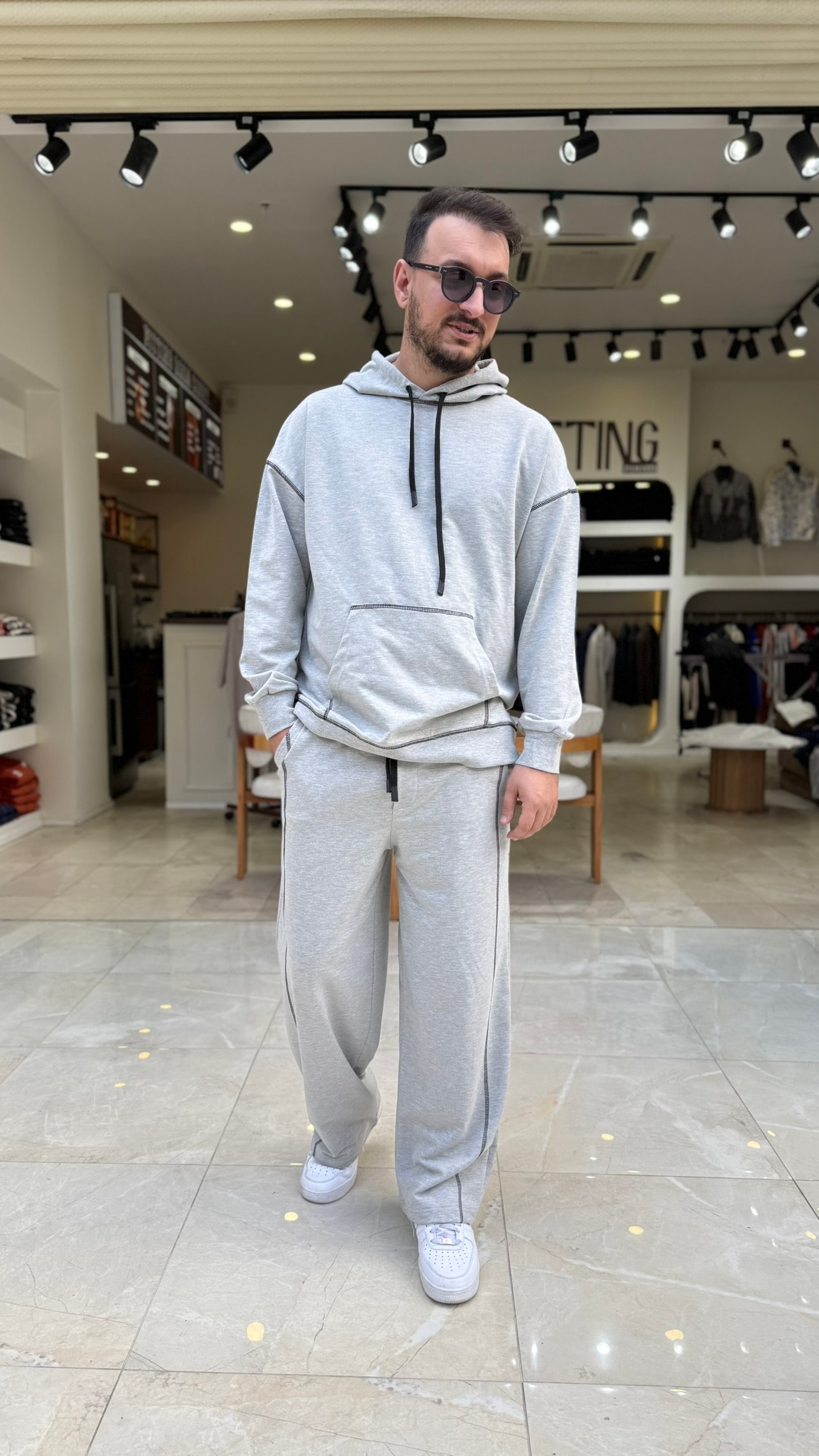 Oversize Ters Dikiş Kapşonlu Takım
