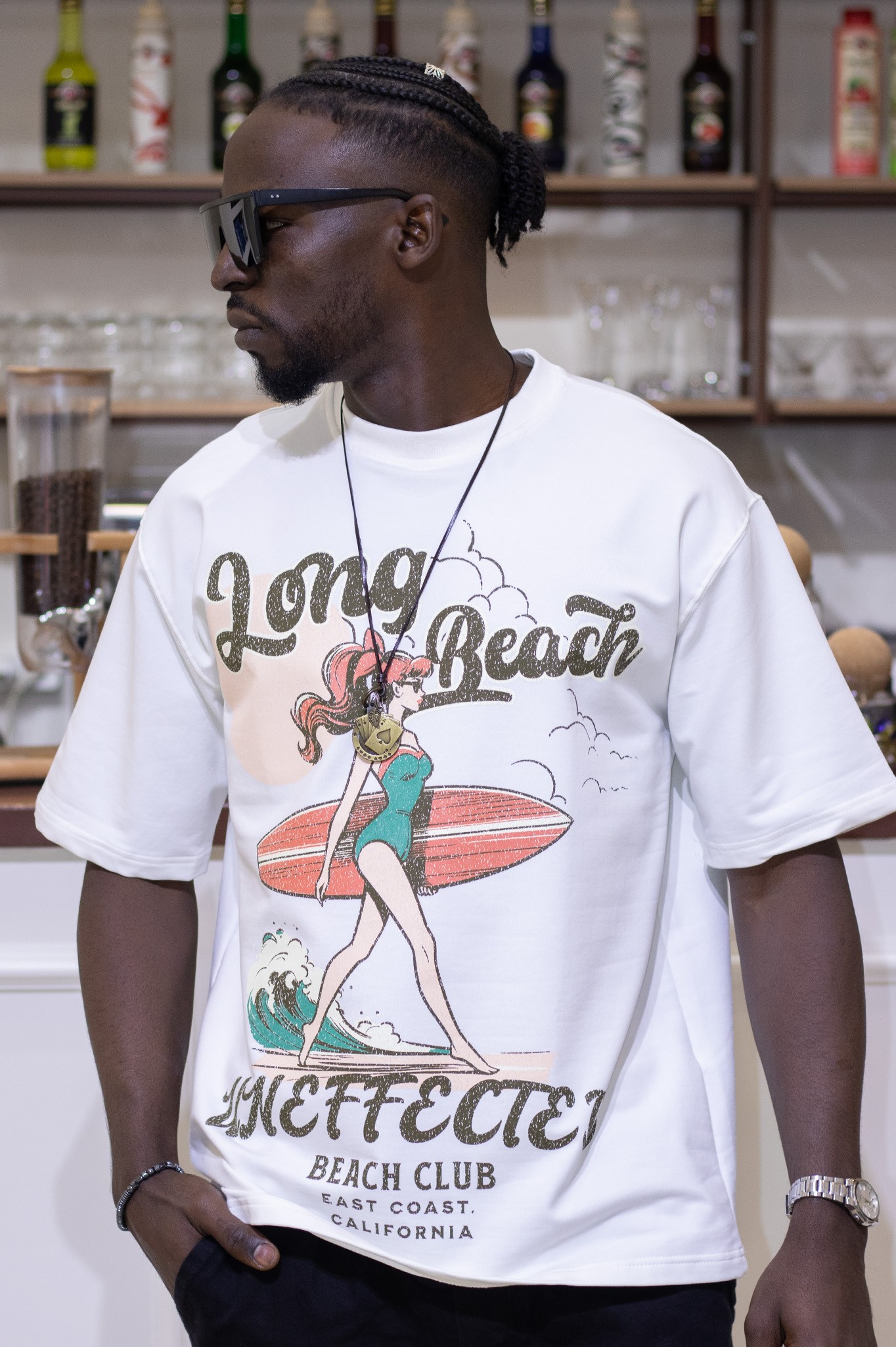 Long Beach Baskılı Oversize Tshirt
