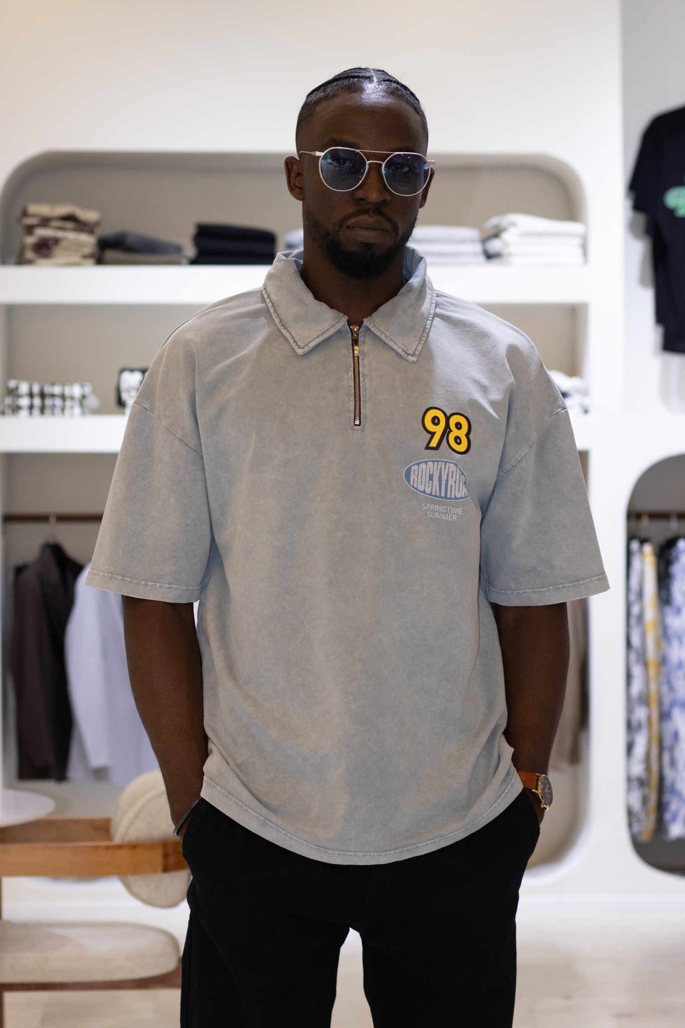 Polo Yaka Fermuarlı Baskılı Tshirt