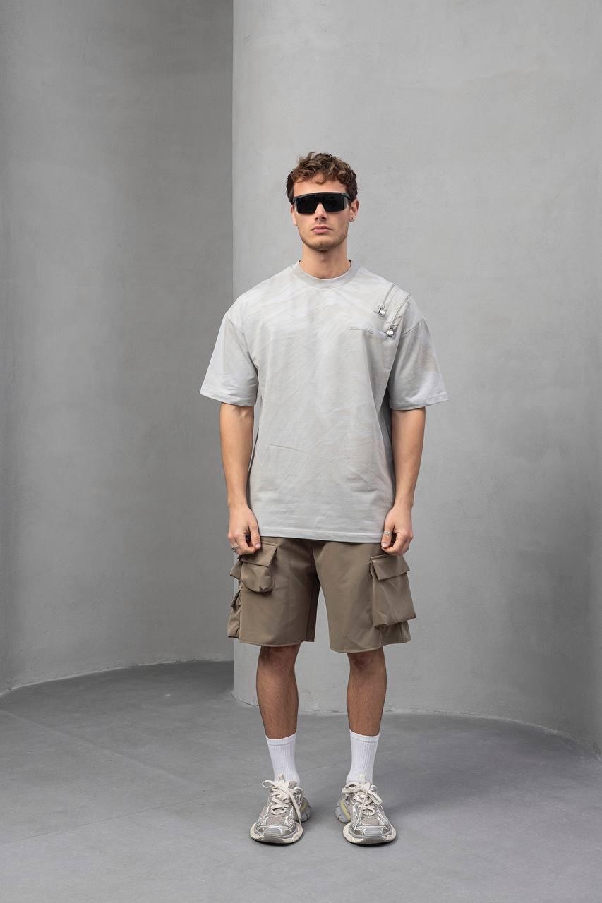 Oversize Omzu Fermuar Detaylı Tshirt