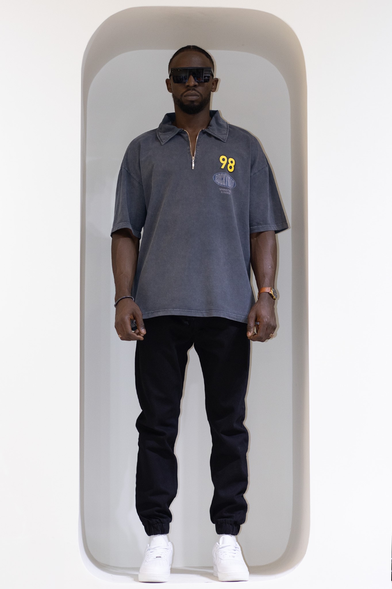 Polo Yaka Fermuarlı Baskılı Tshirt