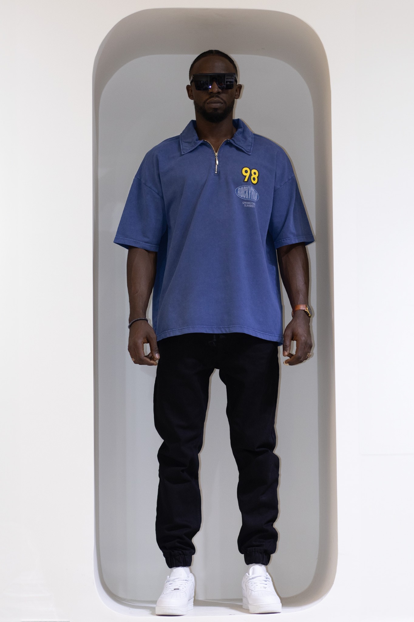 Polo Yaka Fermuarlı Baskılı Tshirt