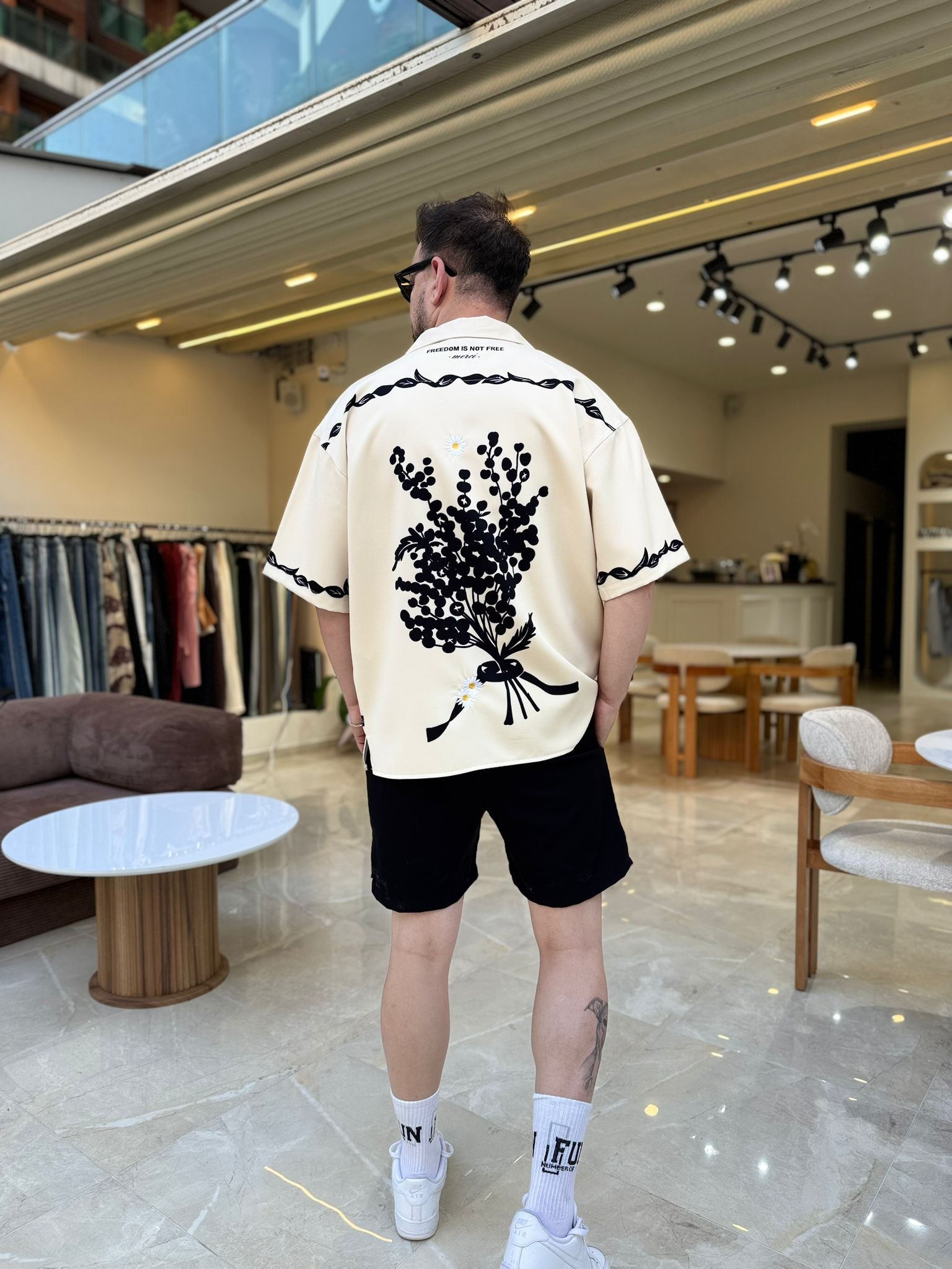 Oversize Baskılı TRow Gömlek