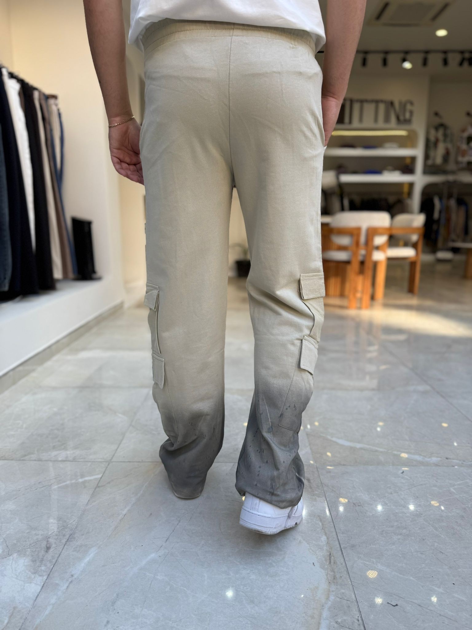 Paçası Boya Detaylı Baggy Pantolon