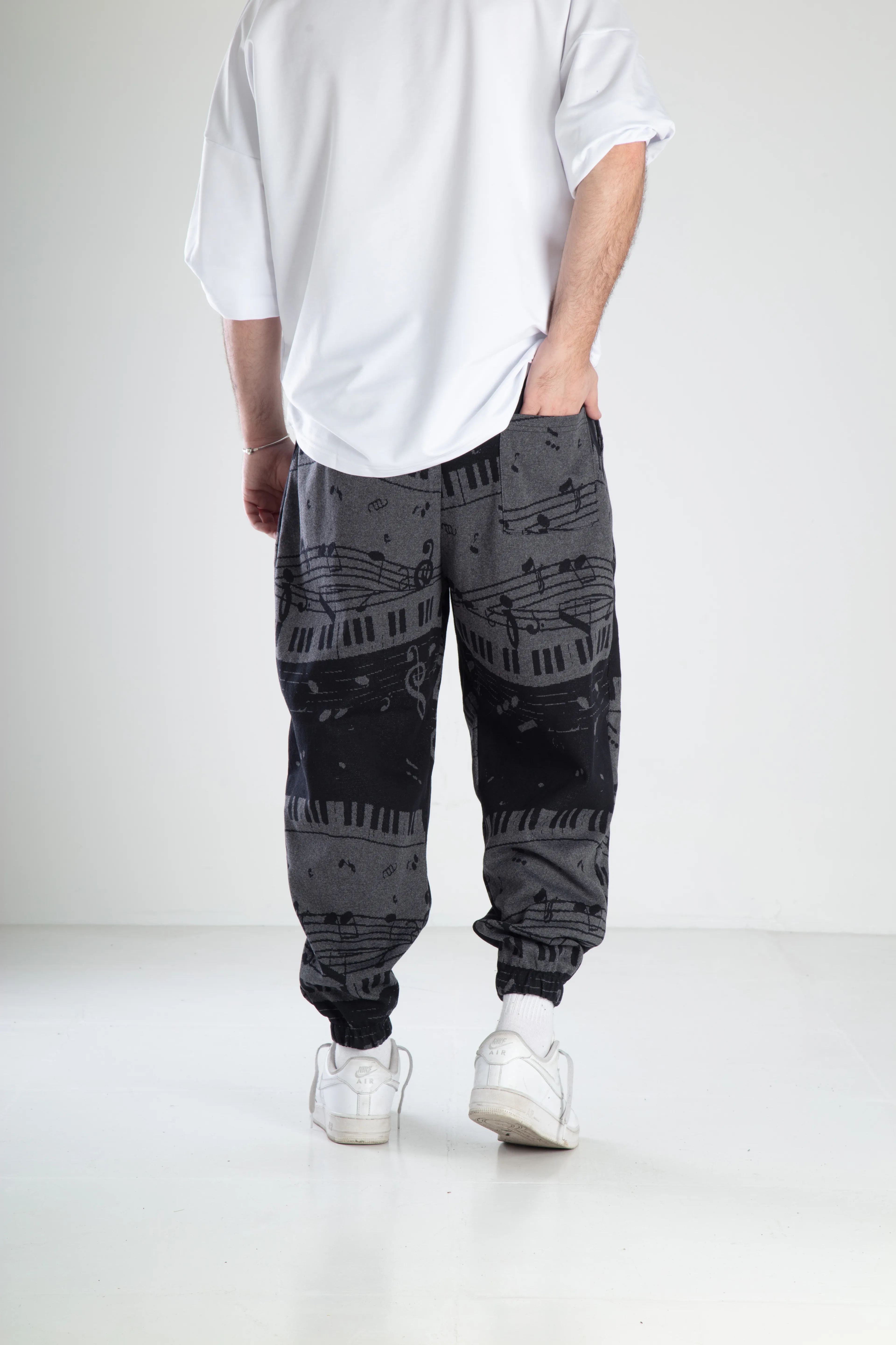 Nota Desenli Spor Şalvar