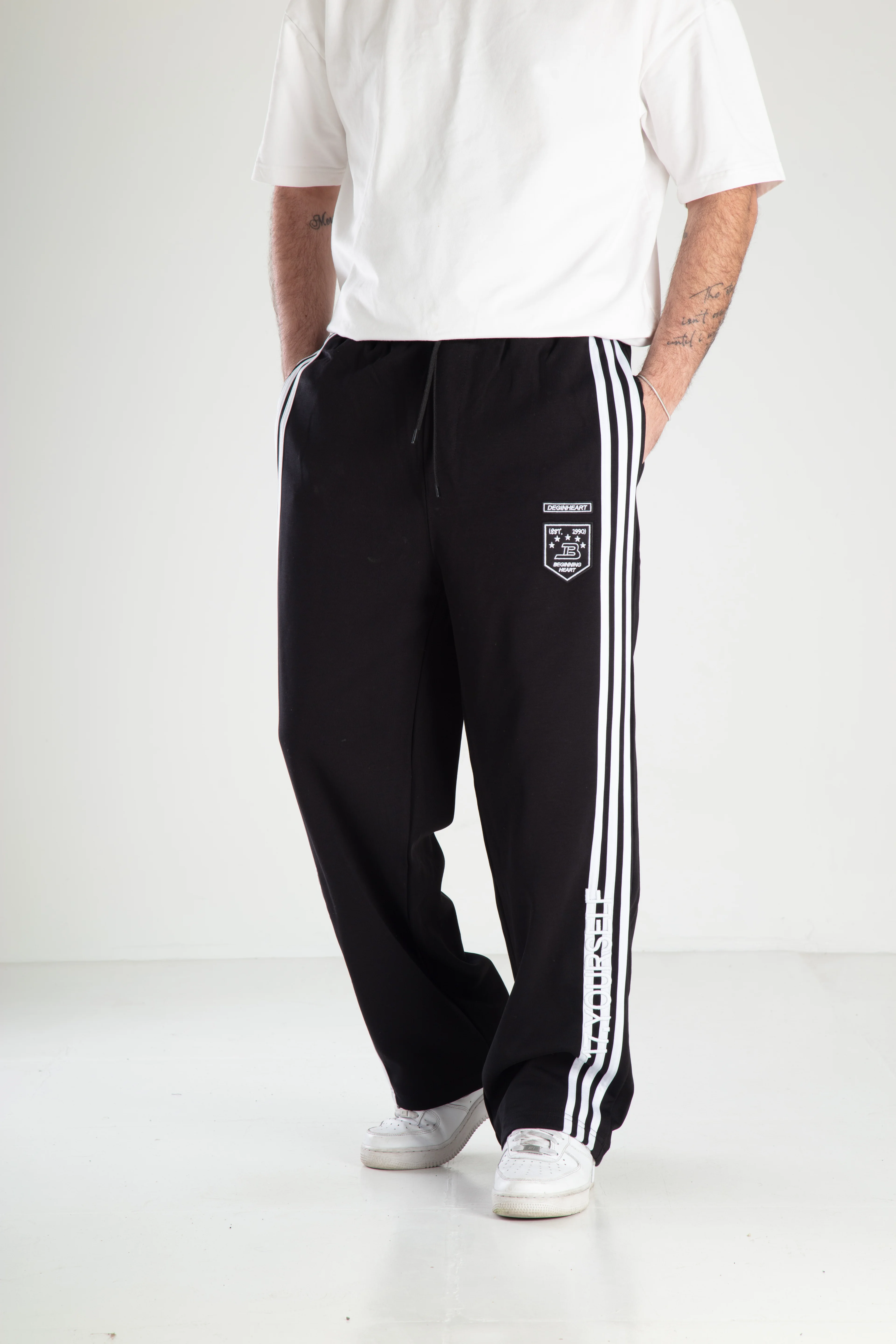 Erkek Begining Logolu Baggy Eşofman - siyah