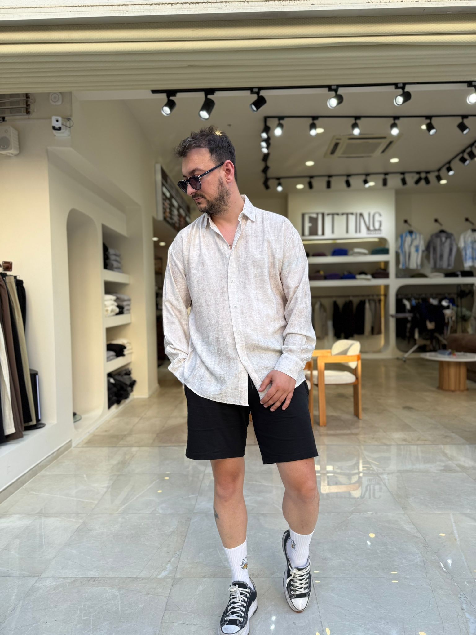 Oversize Rahat Kalıp Keten Gömlek