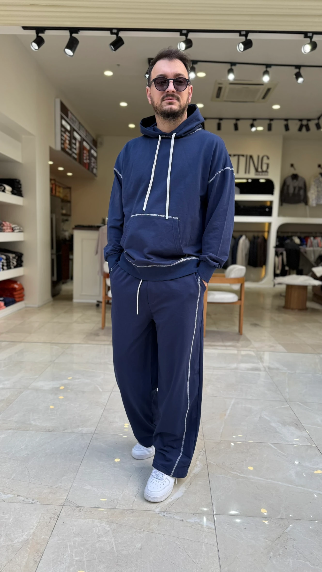 Oversize Ters Dikiş Kapşonlu Takım