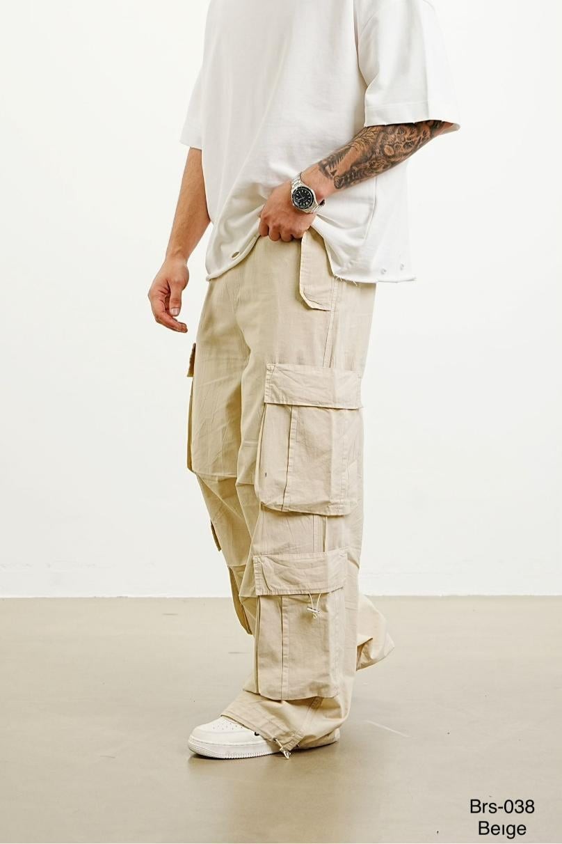 Oversize Keten Kargo Pantolon