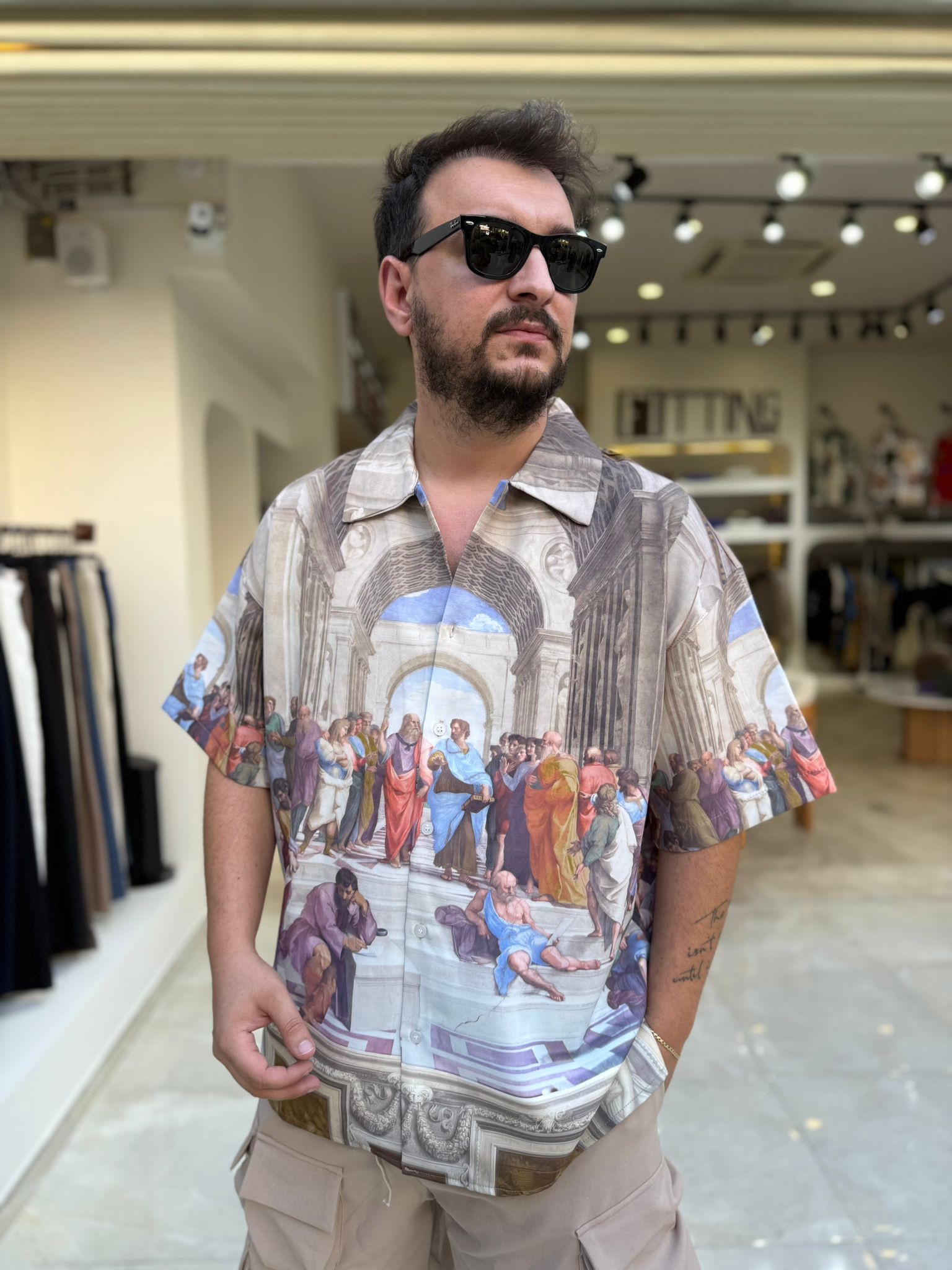 Oversize Nish Desenli Gömlek