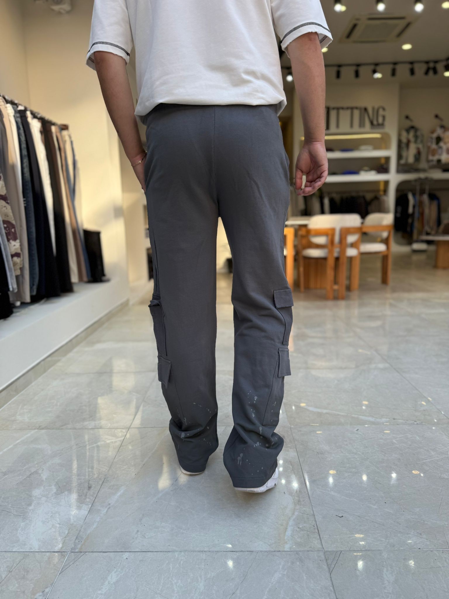 Paçası Boya Detaylı Baggy Pantolon