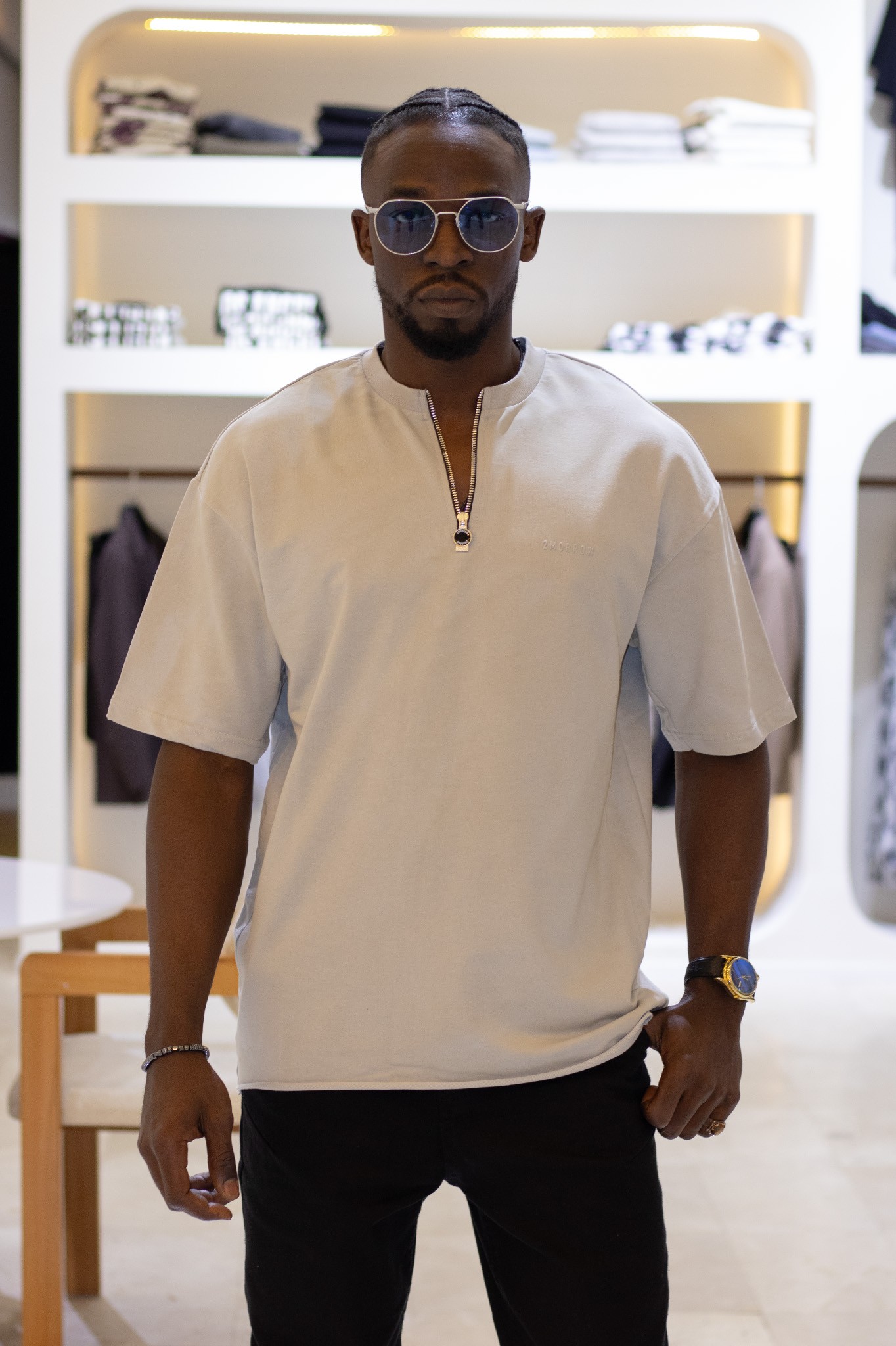 Fermuar Detaylı Bebe Yaka Oversize T-Shirt