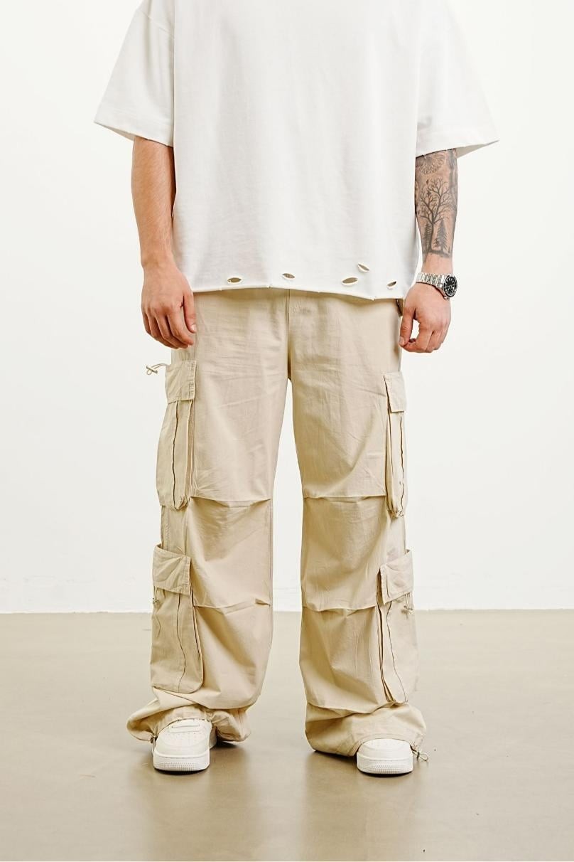 Oversize Keten Kargo Pantolon