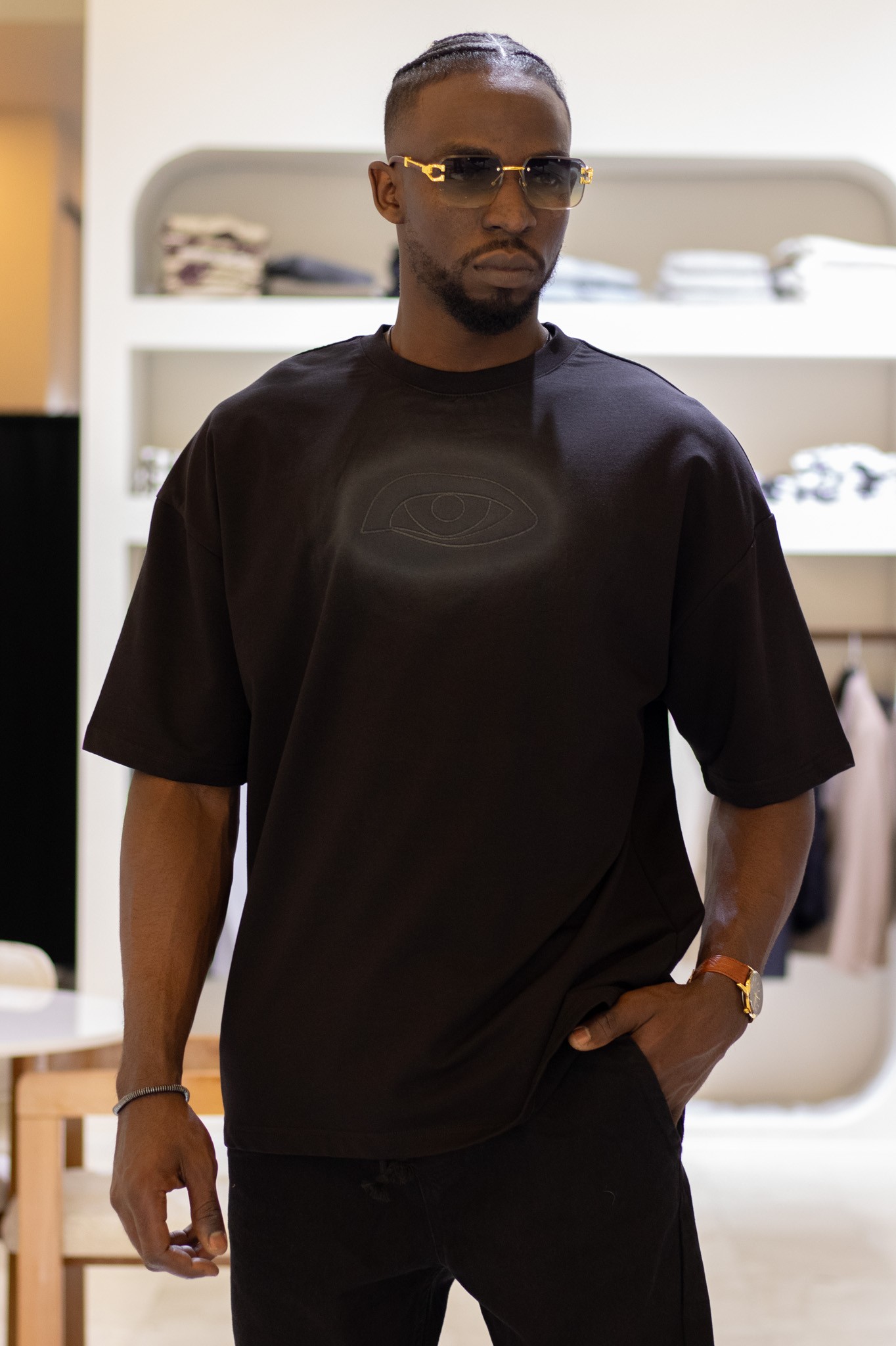 Göz Nakışlı Oversize T-Shirt