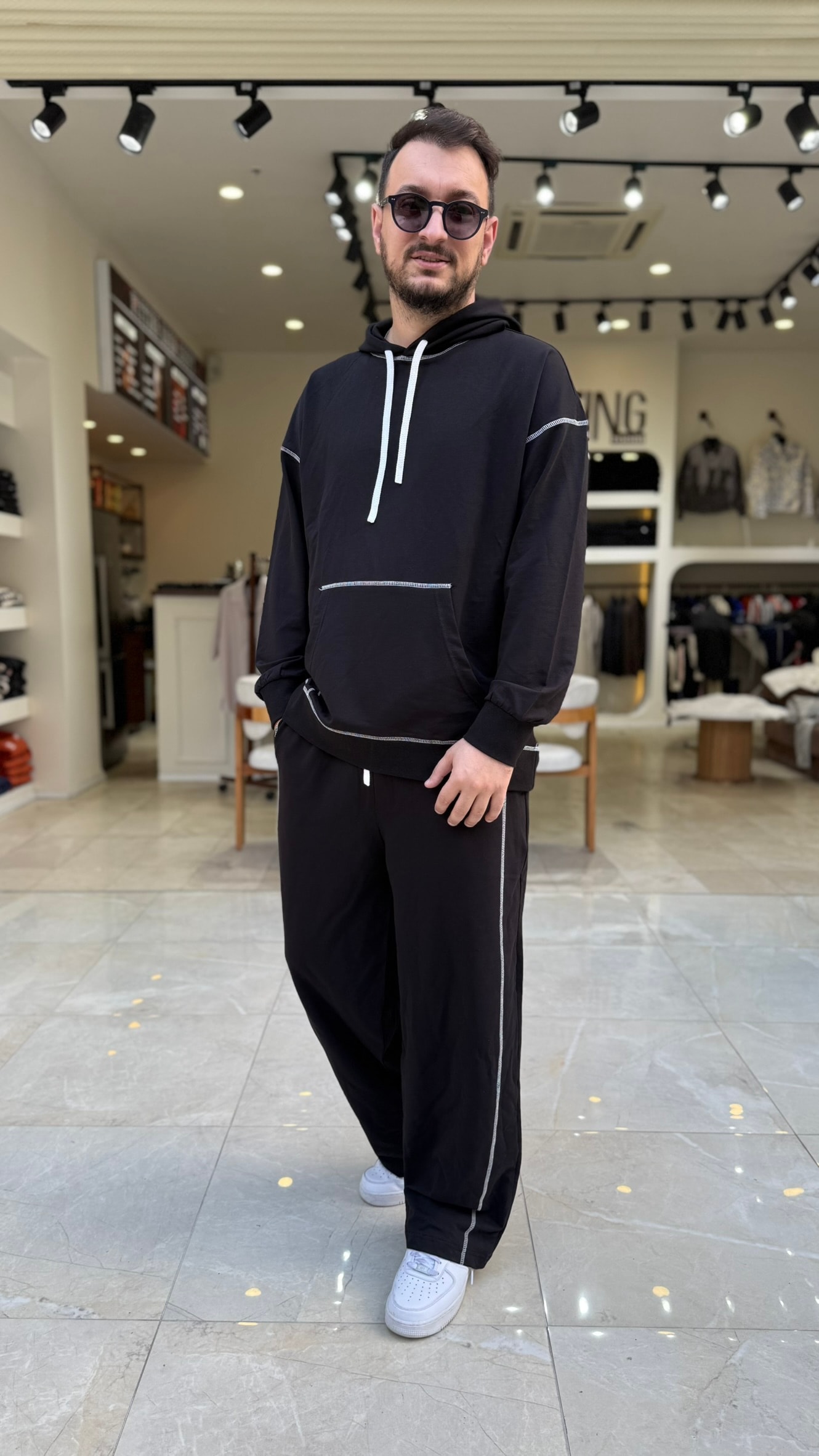 Oversize Ters Dikiş Kapşonlu Takım
