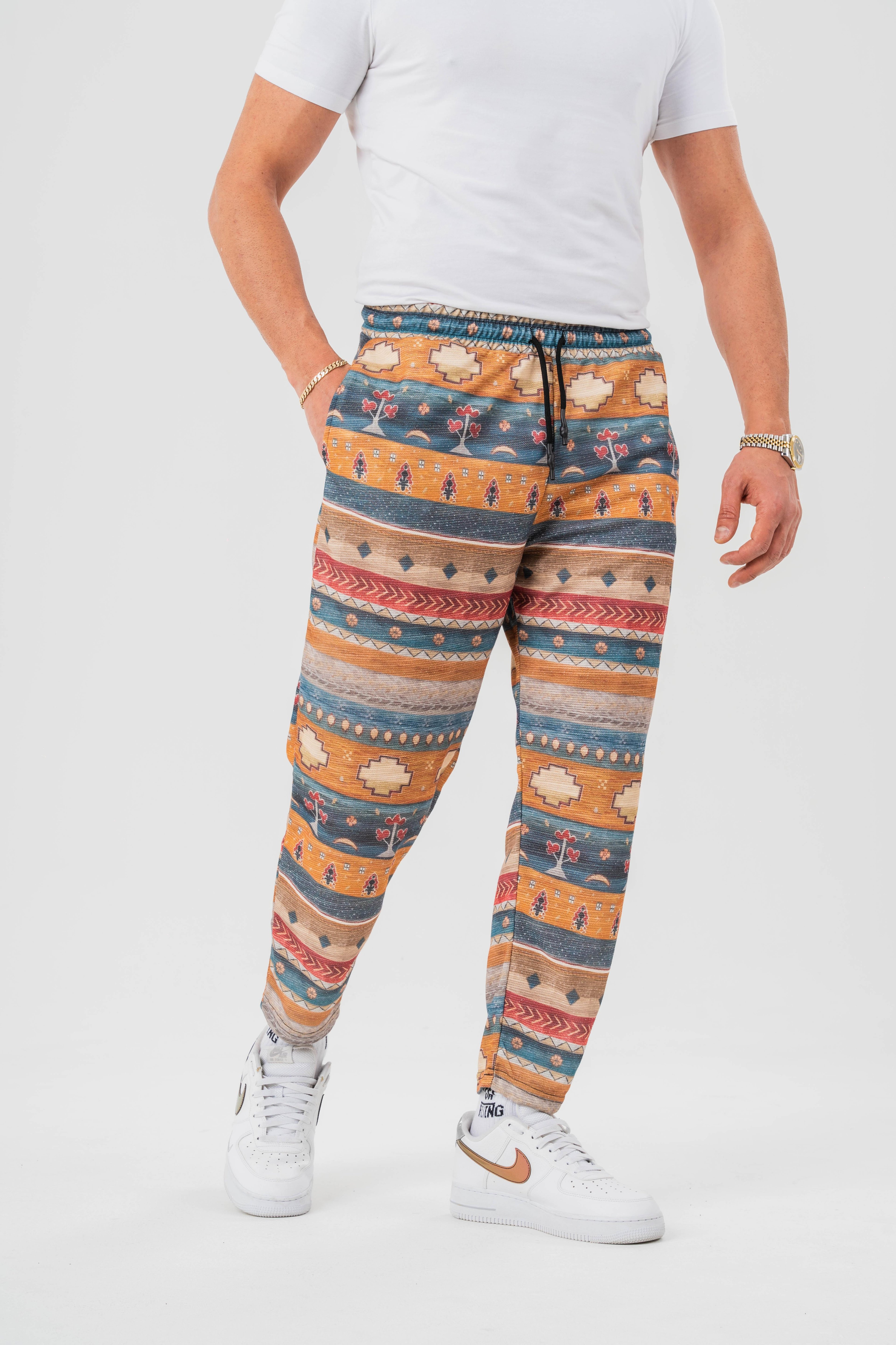 Bohem Desenli Baggy Pantolon