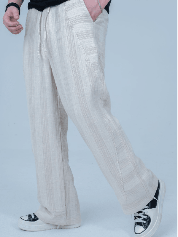 Keten Çizgili Baggy Pantolon