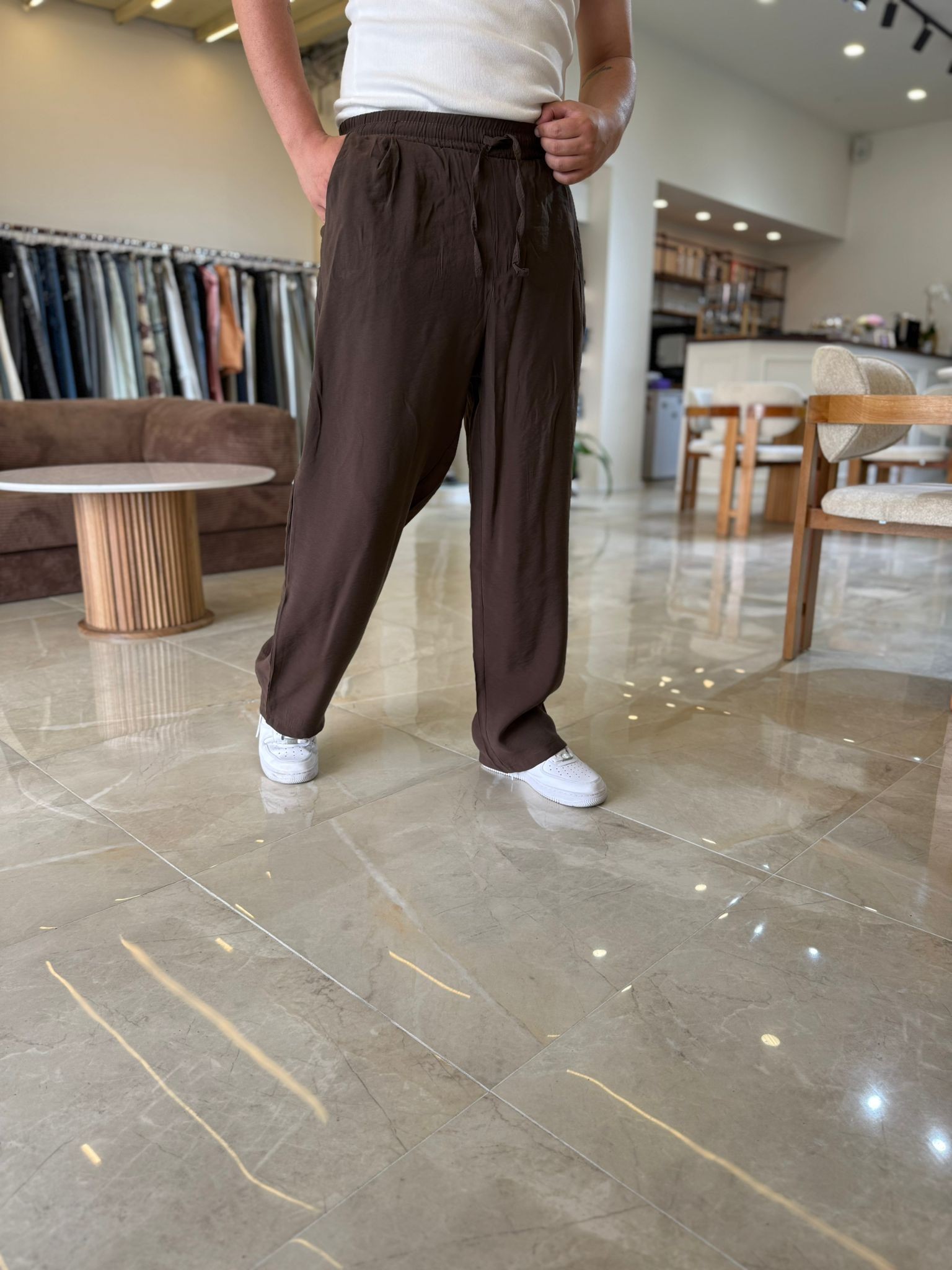 Tensel Kumaş  Baggy Pantolon