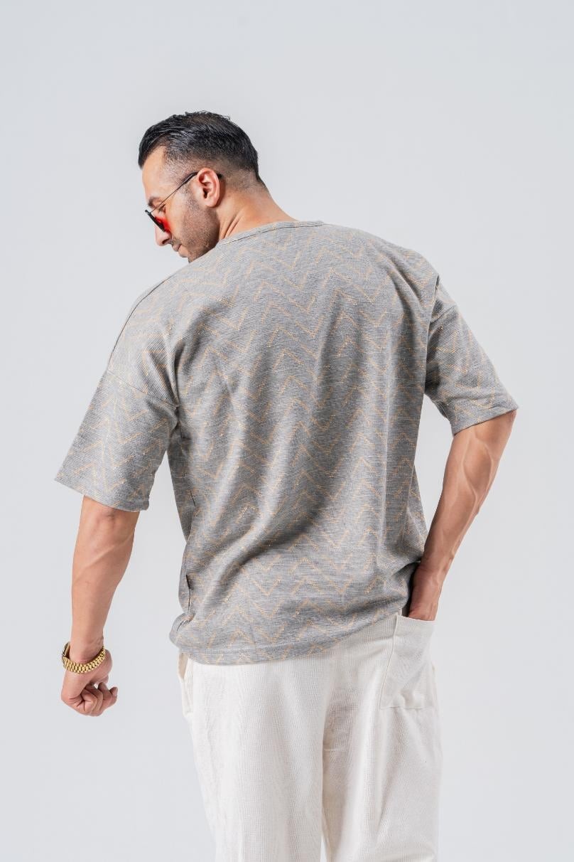 Armut Yaka Desenli Keten Tshirt
