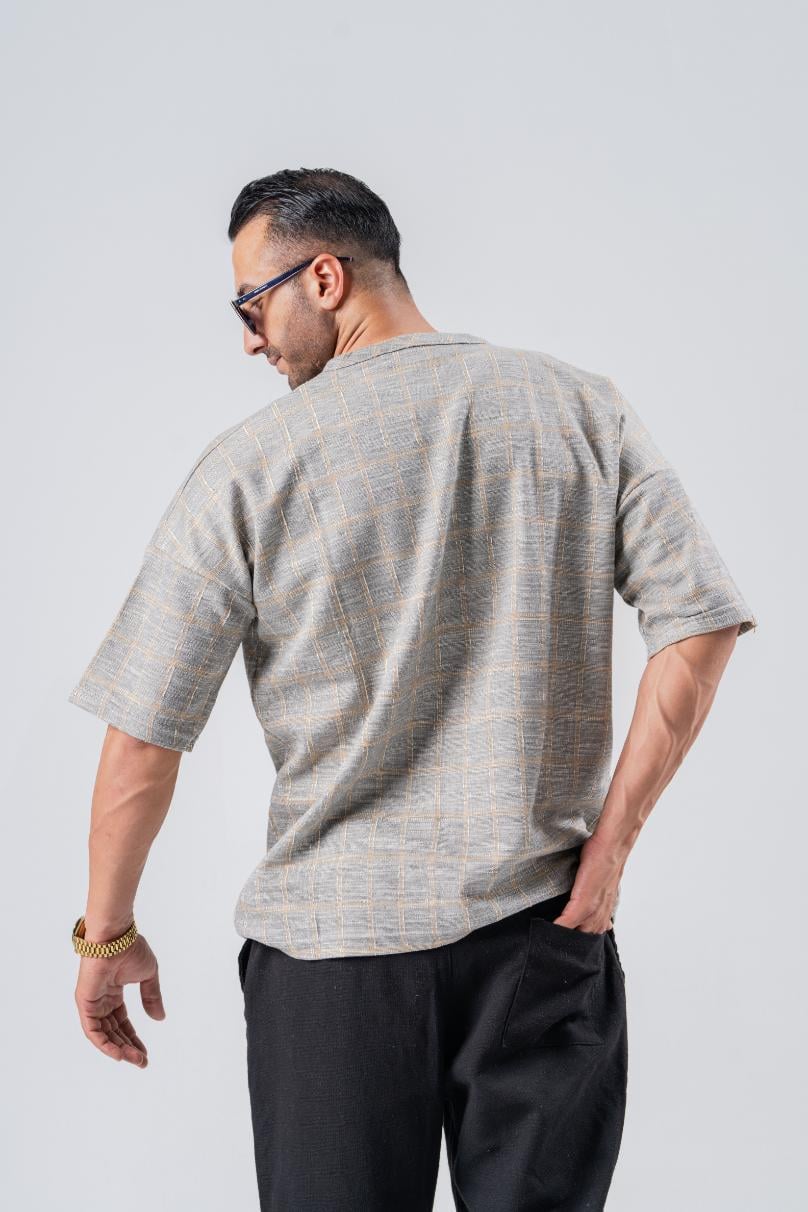 Armut Yaka Desenli Keten Tshirt