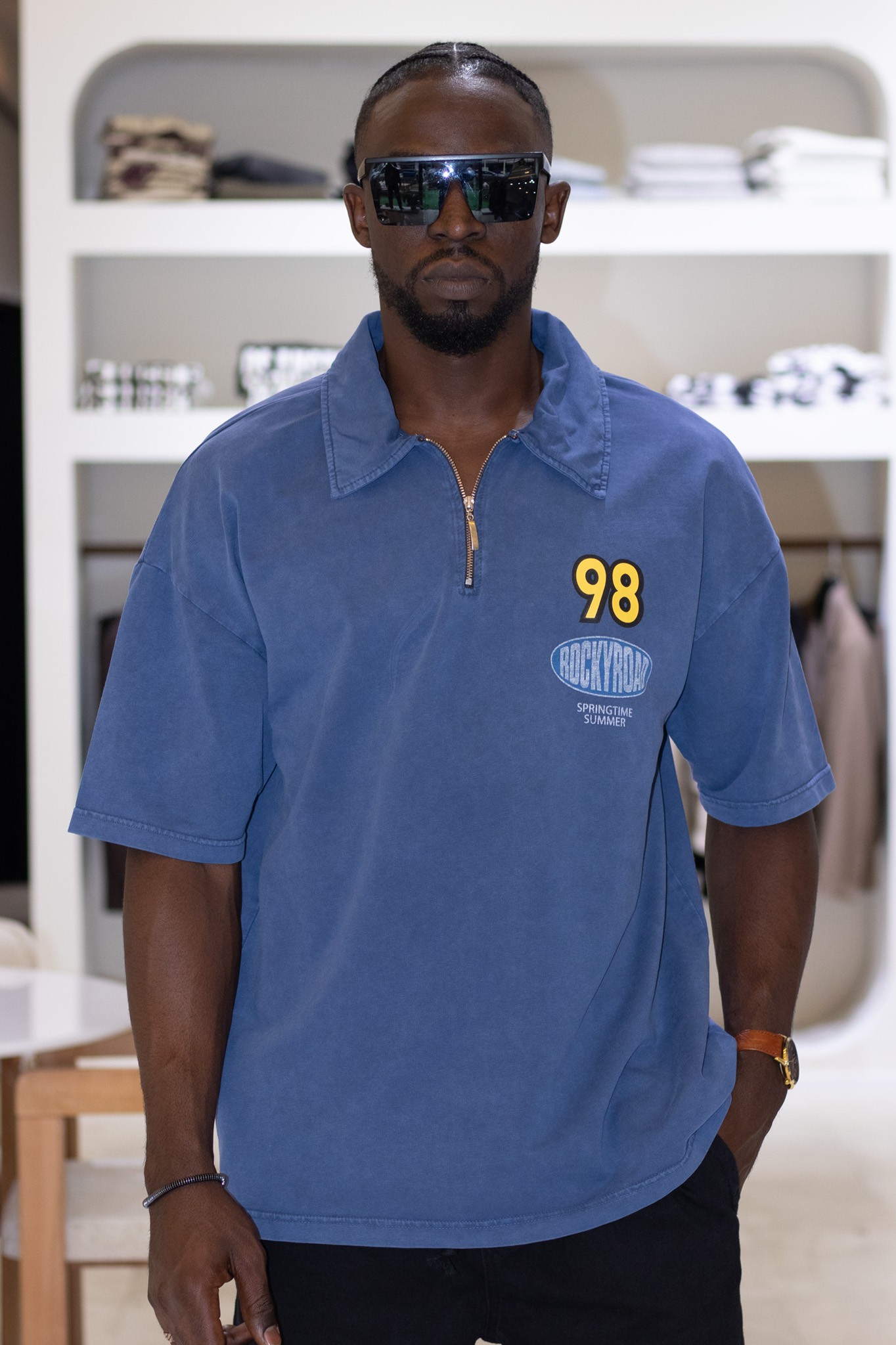 Polo Yaka Fermuarlı Baskılı Tshirt