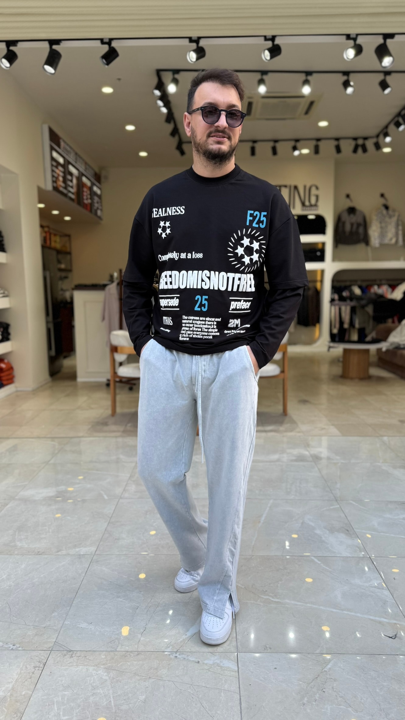 F25 Baskılı Kol Detaylı Sweat 