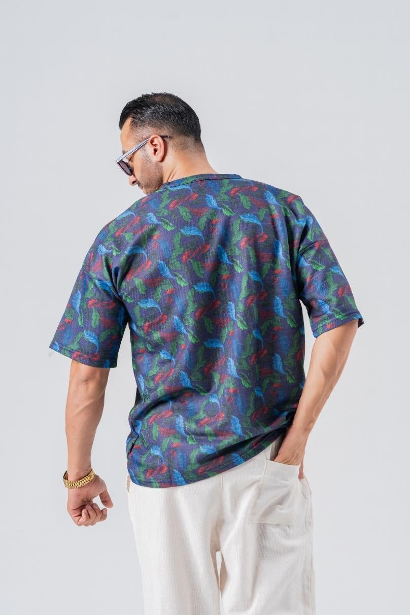 Armut Yaka Desenli Keten Tshirt