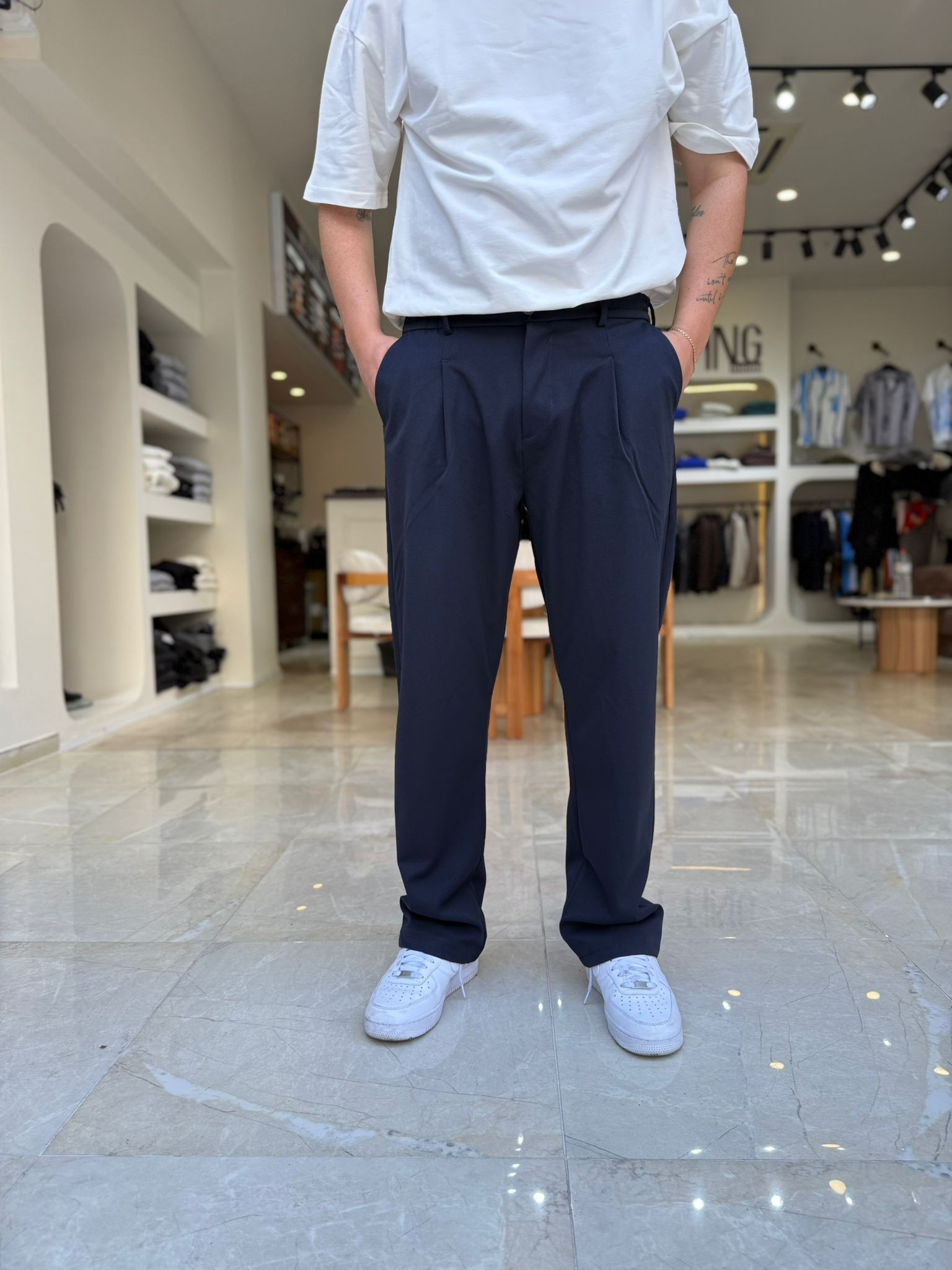 Pile Detaylı Baggy Pantolon