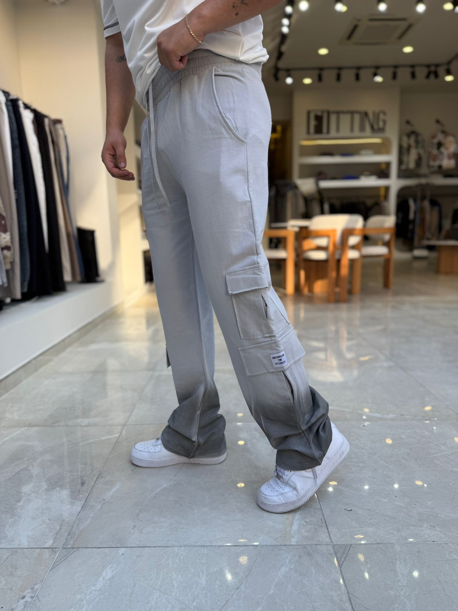 Paçası Boya Detaylı Baggy Pantolon