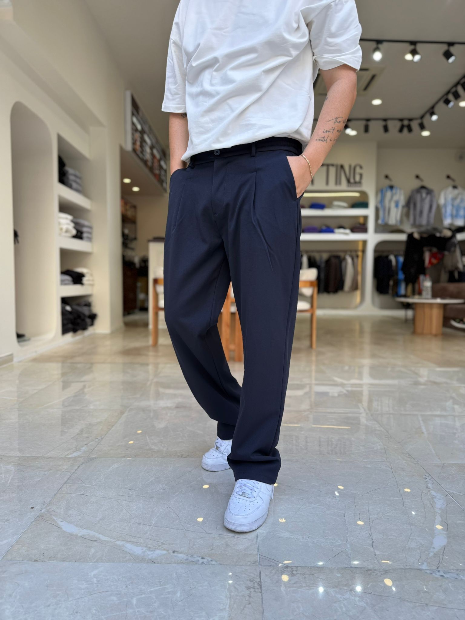 Pile Detaylı Baggy Pantolon