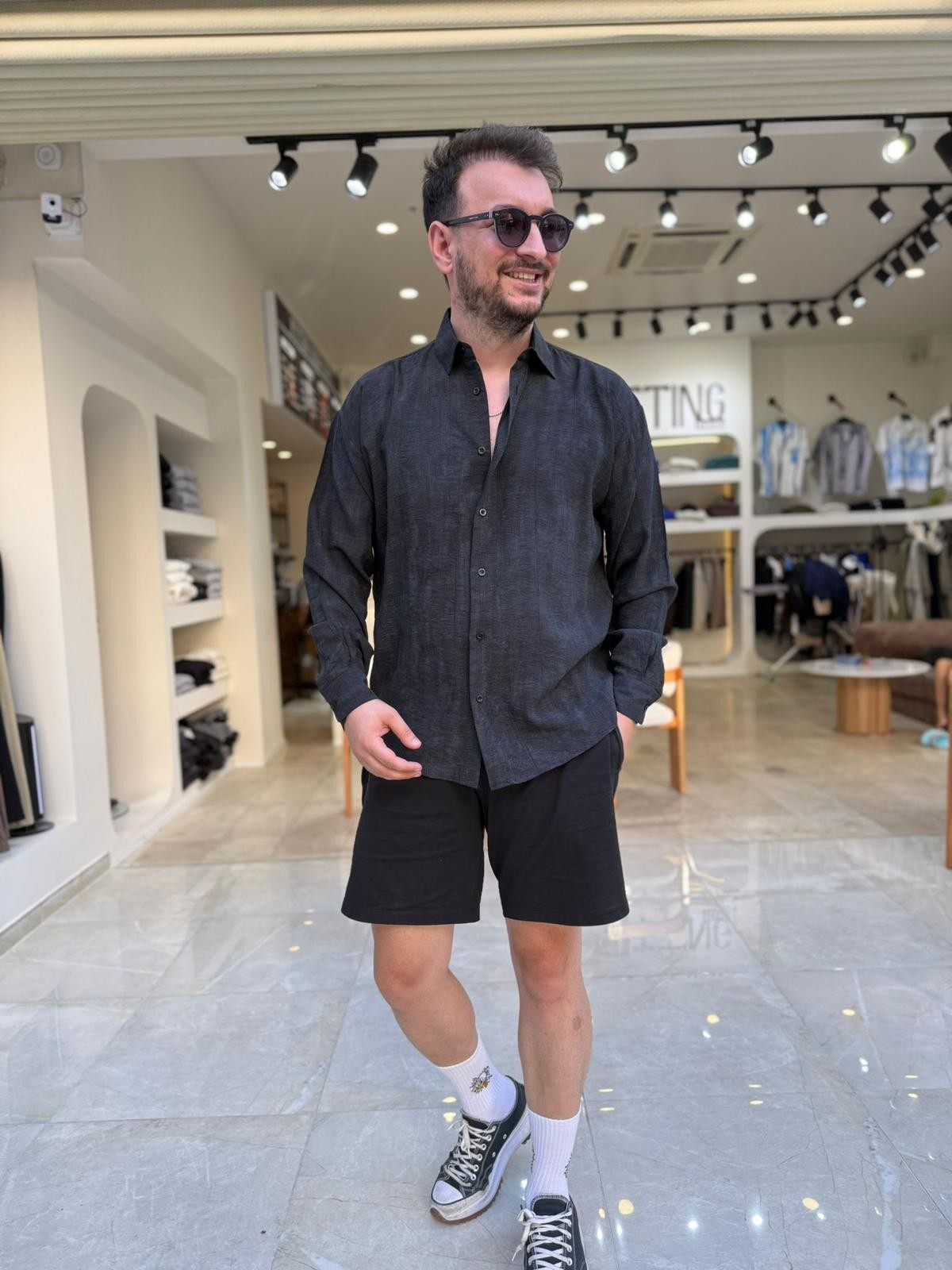Oversize Rahat Kalıp Keten Gömlek