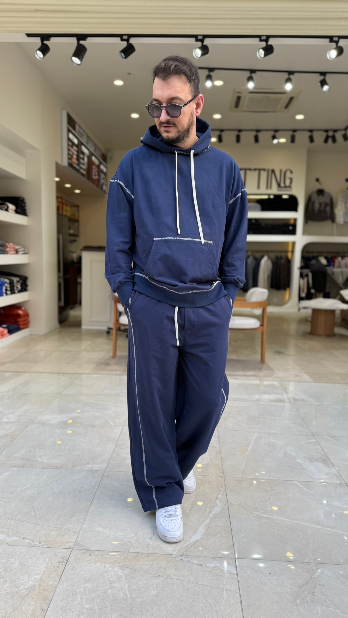 Oversize Ters Dikiş Kapşonlu Takım