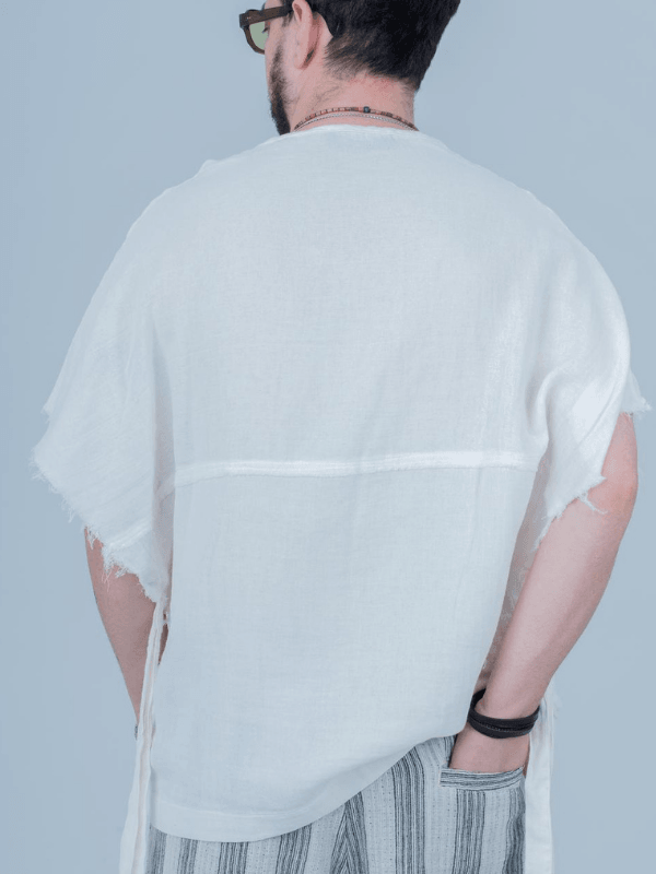 Asimetrik Kesim Keten T-Shirt