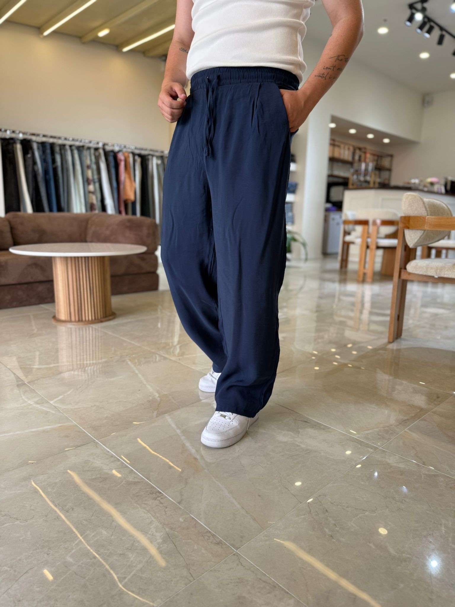 Tensel Kumaş  Baggy Pantolon