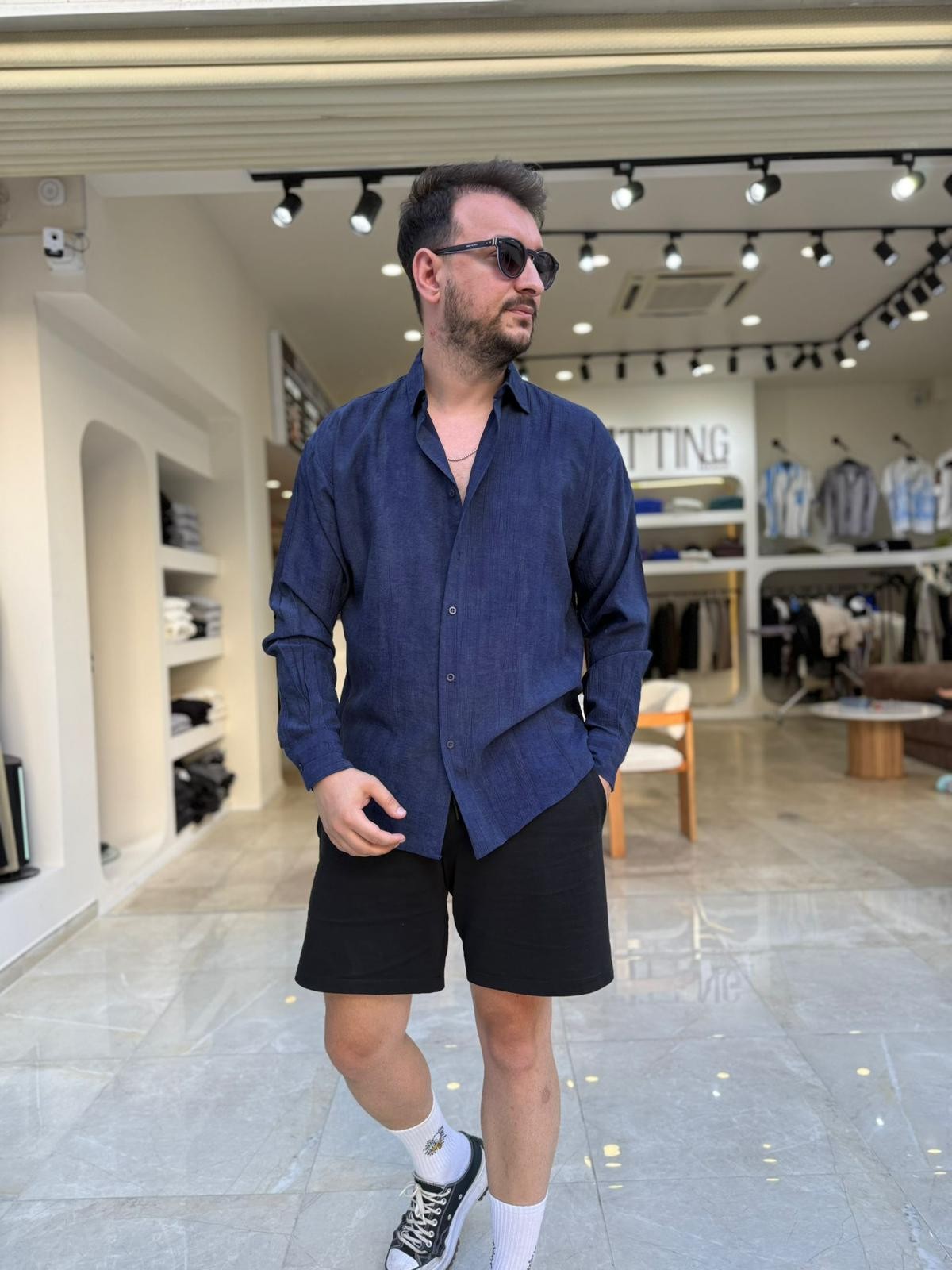Oversize Rahat Kalıp Keten Gömlek