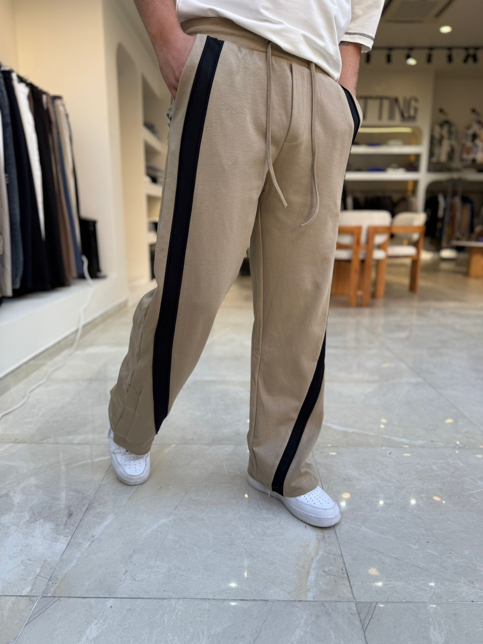 Şerit Detaylı Baggy Pantolon