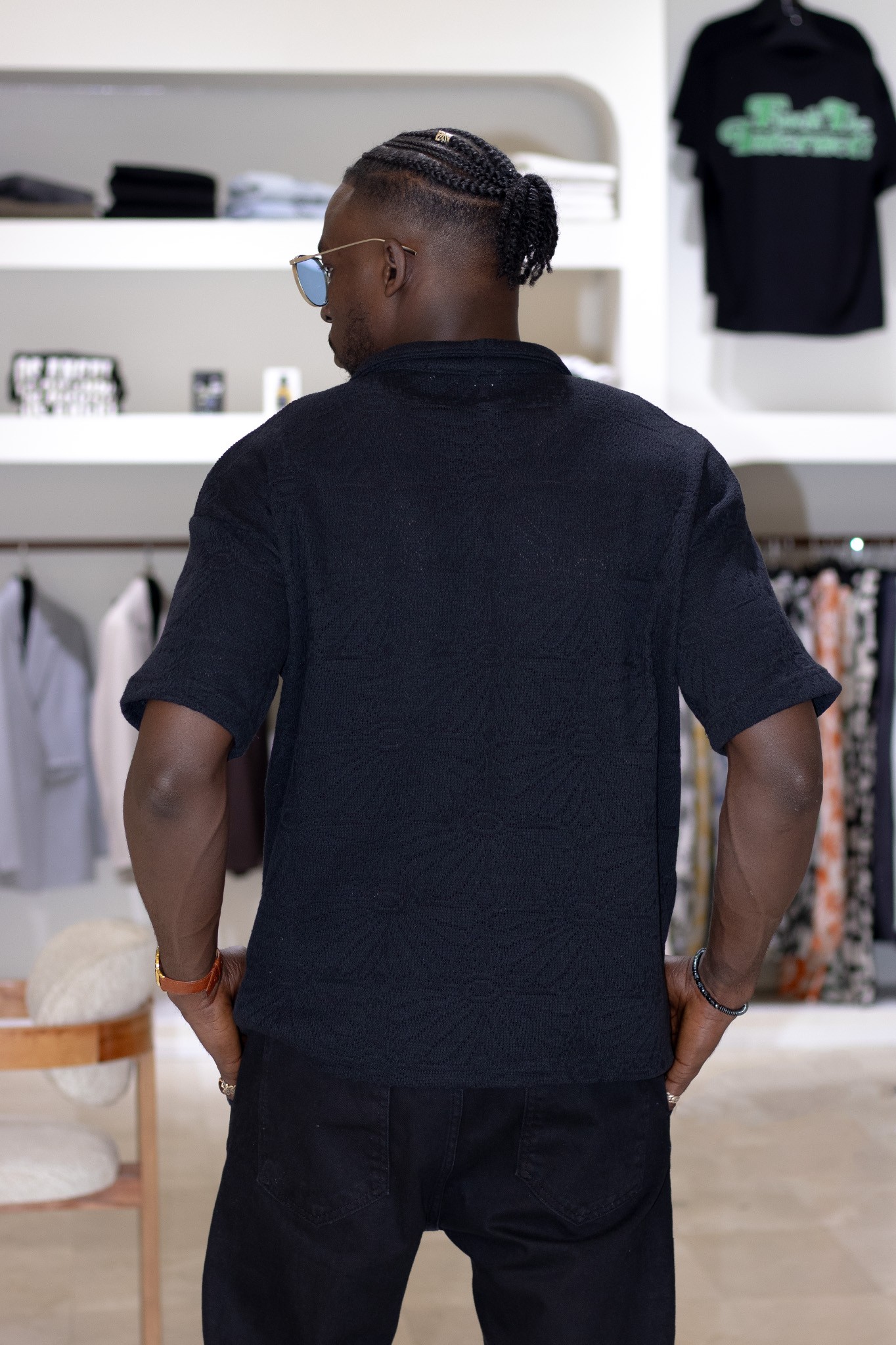 Polo Yaka Çiçek Desenli Triko Tshirt