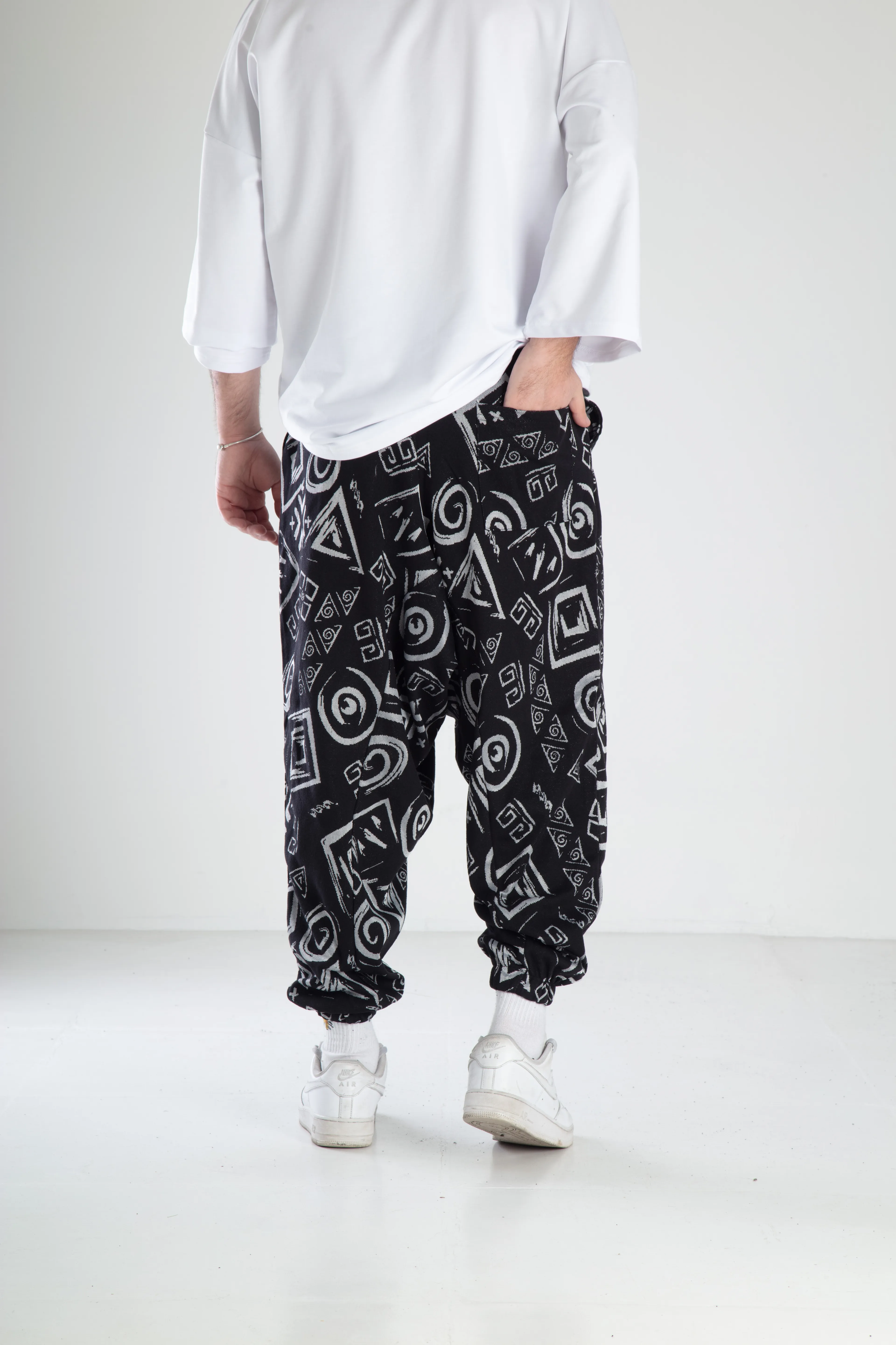 Geometrik Desenli Spor Şalvar