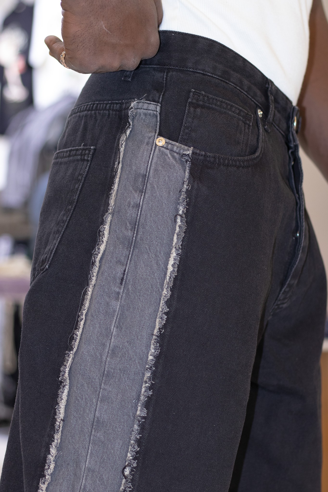 Şerit Detaylı Baggy Kot