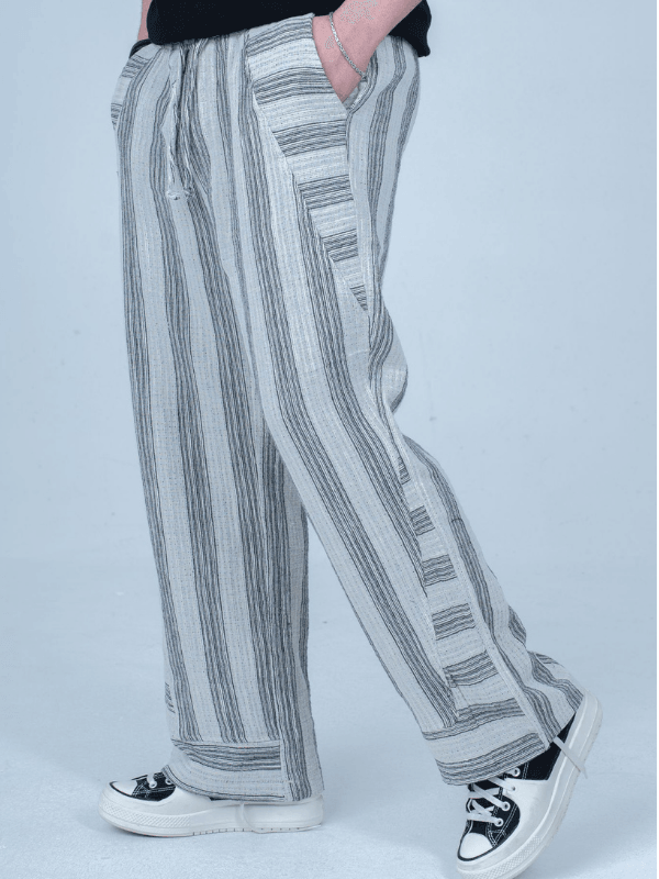 Keten Çizgili Baggy Pantolon