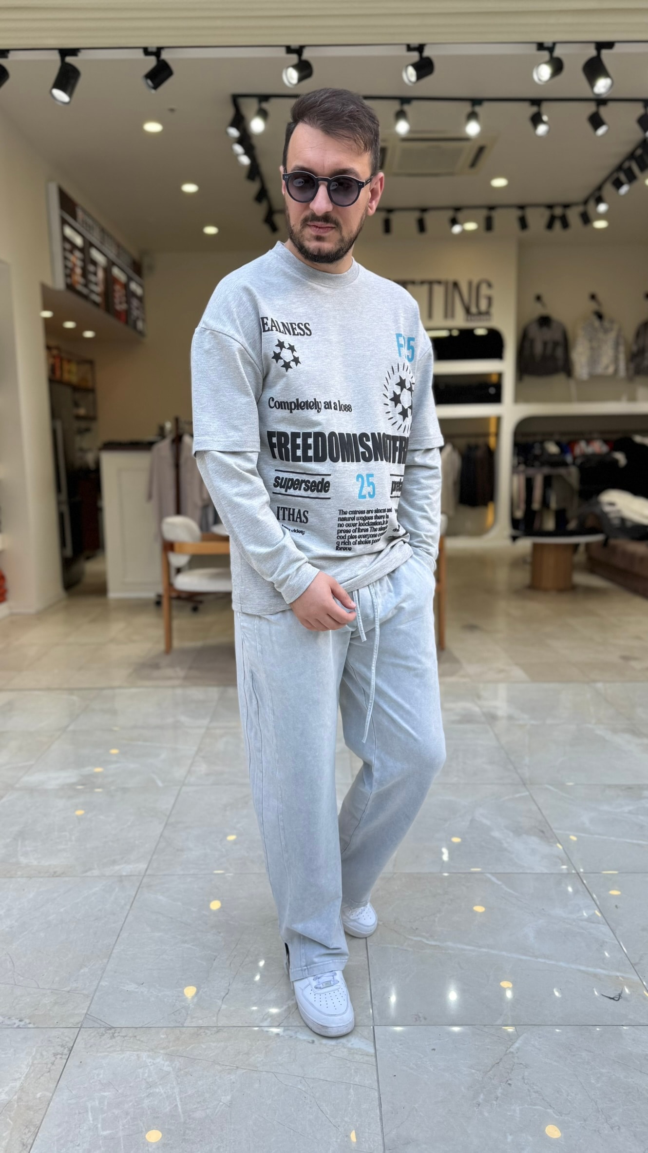 F25 Baskılı Kol Detaylı Sweat 