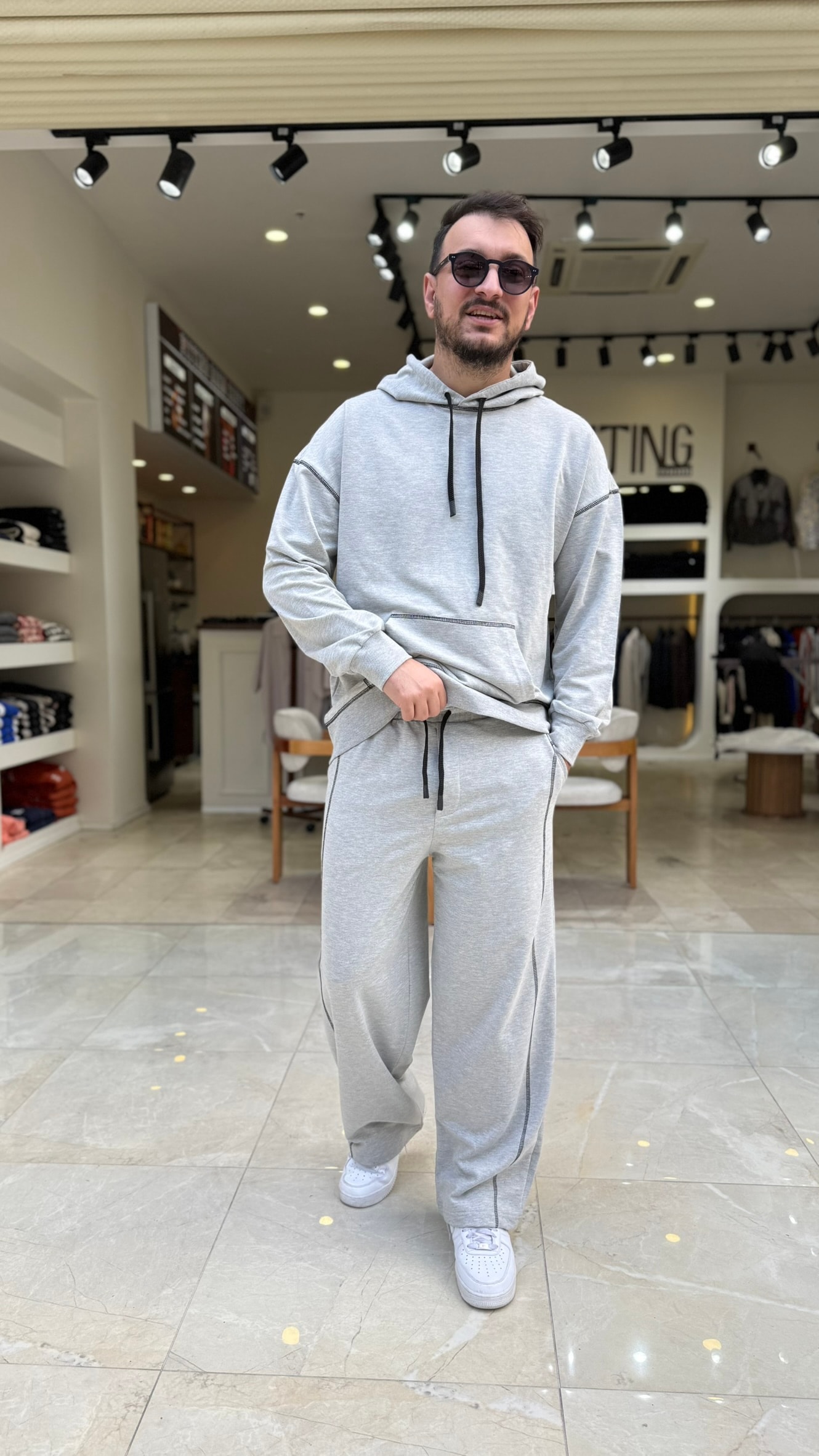 Oversize Ters Dikiş Kapşonlu Takım